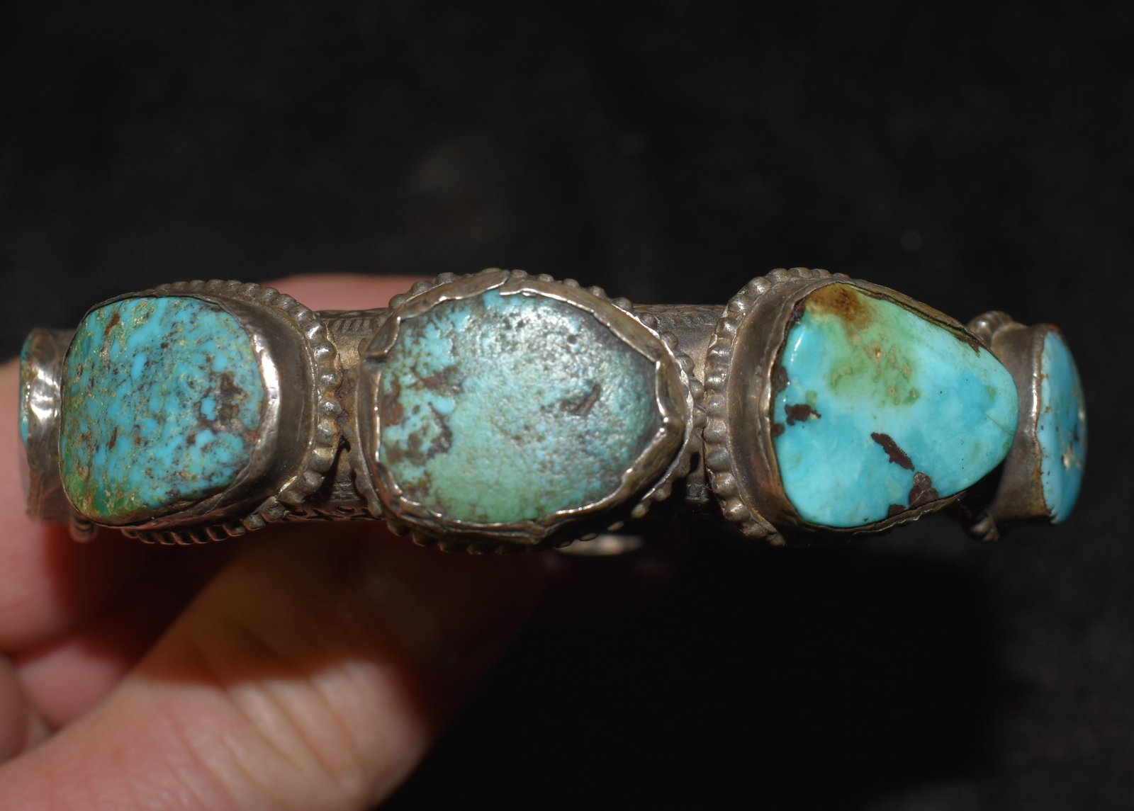 Turquoise, Silver and Glass Arabian Bedouin Bracelet (1 of 9)