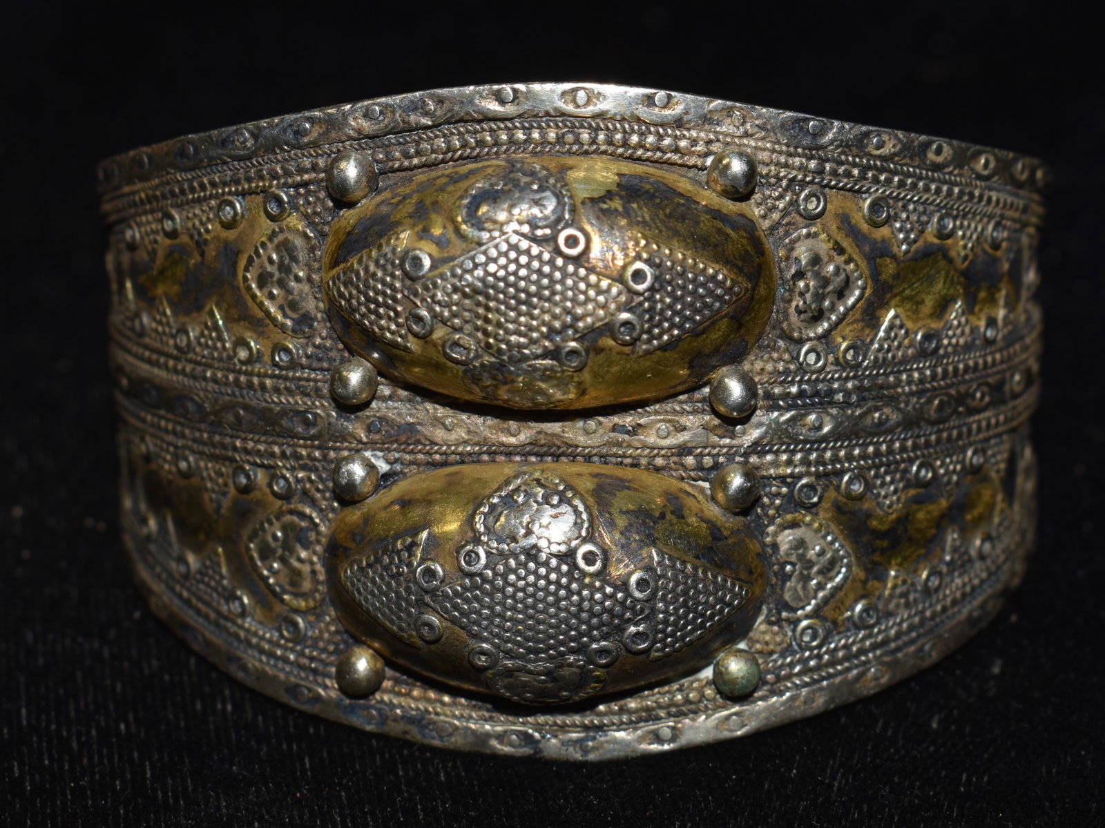 19th Century Turkoman Silver w/ Gold Gilt Bracelet (1 of 9)