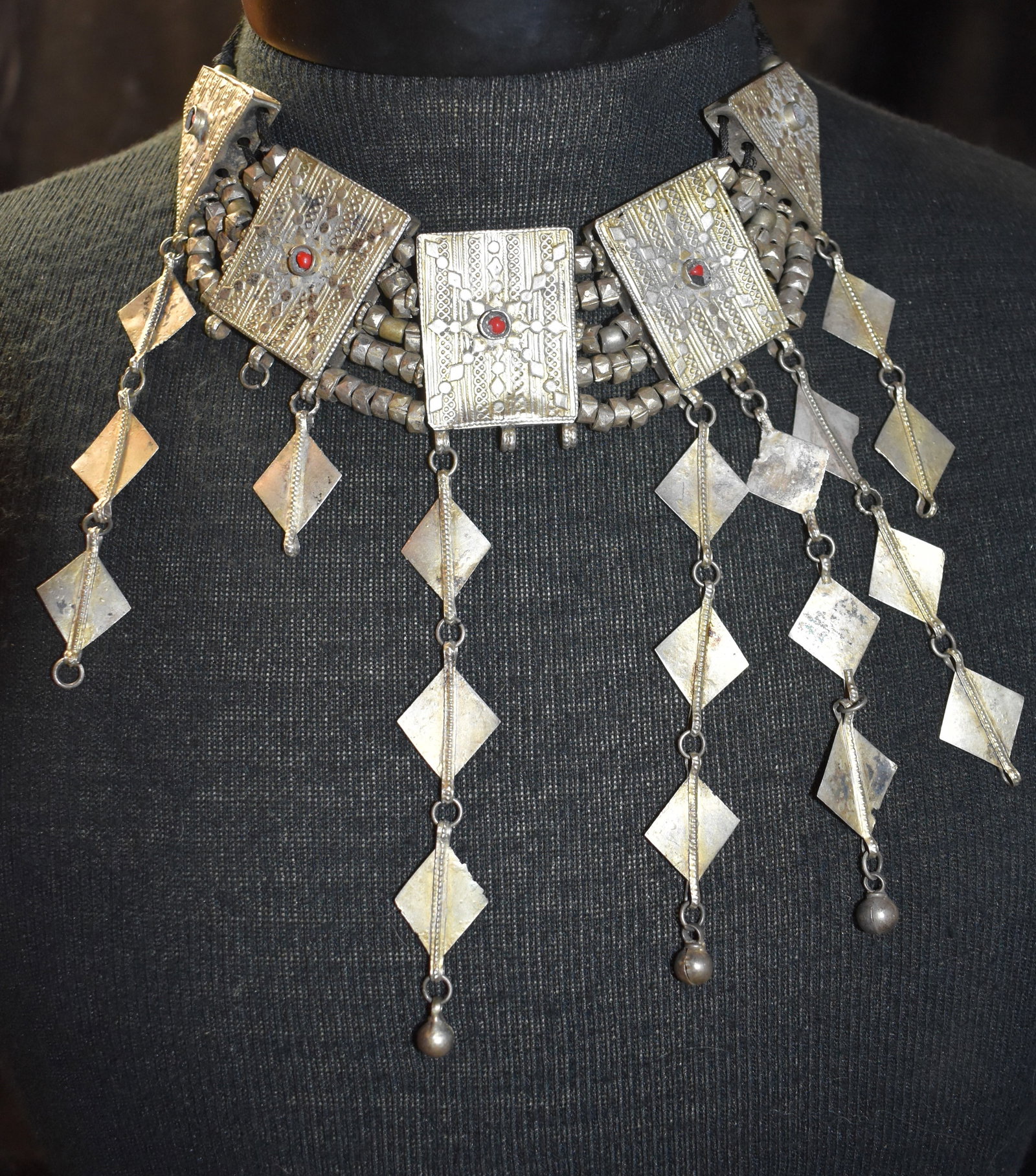 Antique Silver Rajasthan Indian Jingle Necklace (1 of 10)