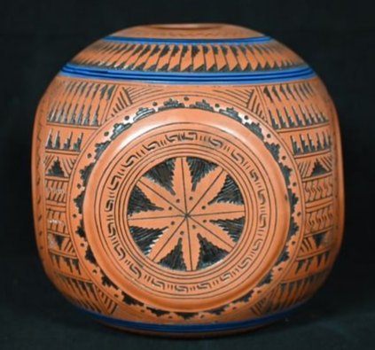 Navajo Pottery by Derrick W.  Very well made by a true Artist.  Measures 9 inches tall and wide. (1 of 8)