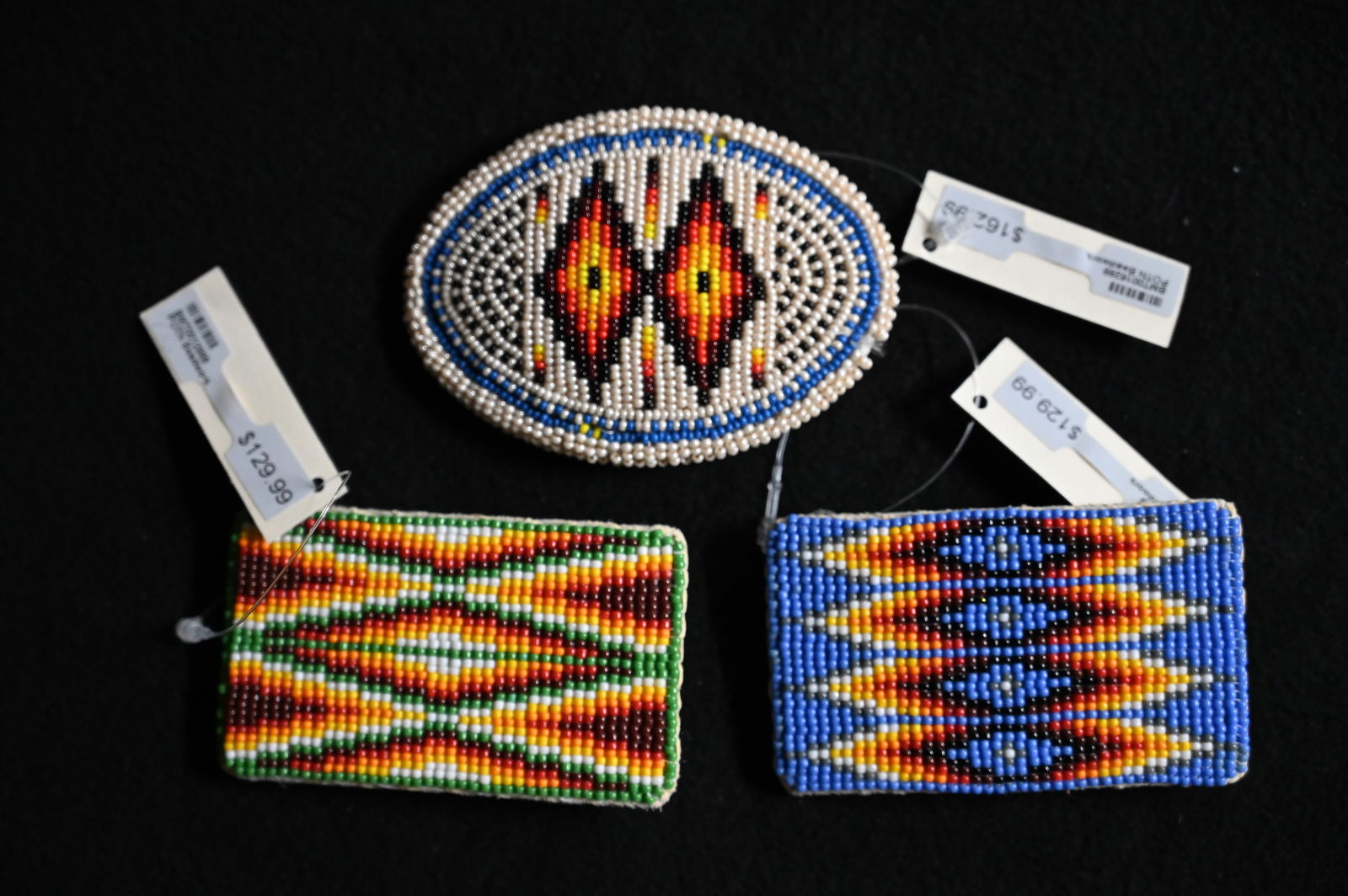 3 Beaded Belt Buckles 3 1/2" x 2".  Ex: Pride of The Nations Store.  The Store represented many of (1 of 5)