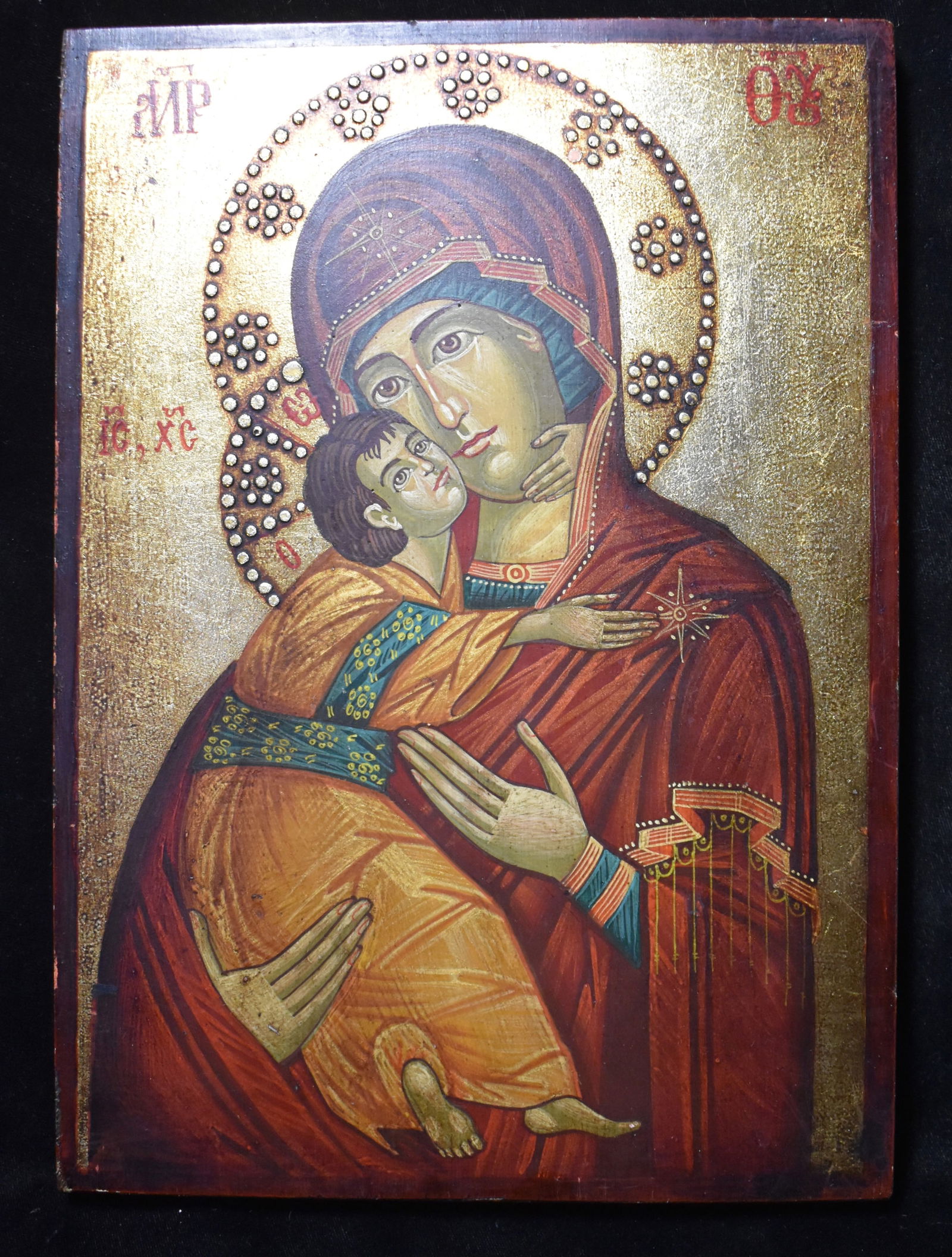 Vladimirskaya Mother of God Hand Painted Icon on Wood - Ermini (1 of 5)