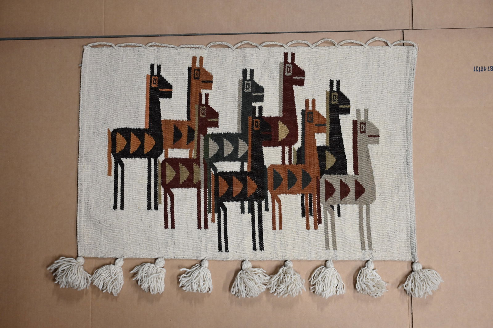Ecuador Wool Tapestry by Olga Fisch 21 1/2" x 33 1/2": Ecuador Wool Tapestry by Olga Fisch 21 1/2" x 33 1/2"