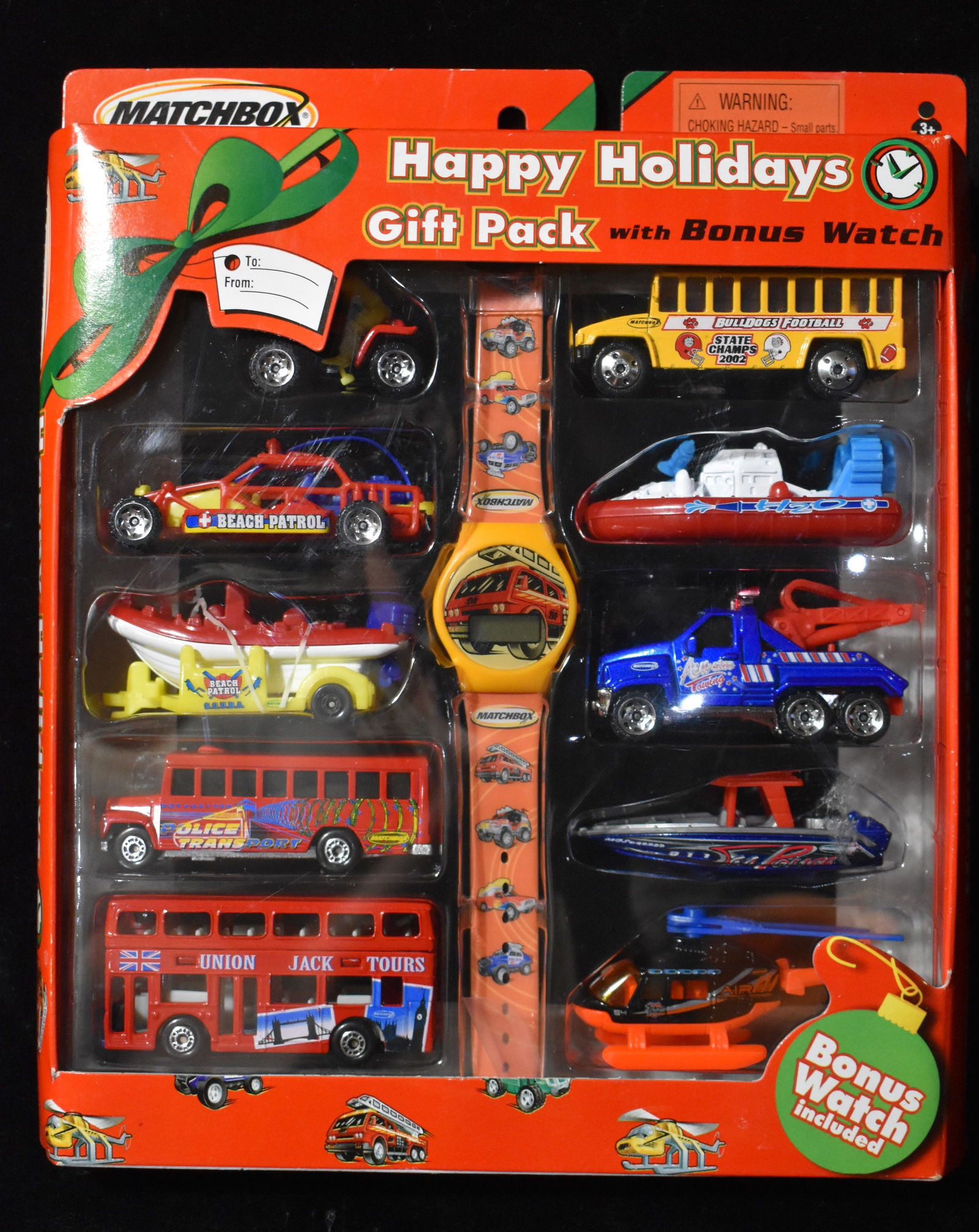 Happy Holidays Matchbox 2002 10 Diecast Cars w/ Watch Giftpack (1 of 3)