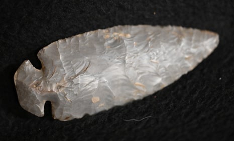 3 3/4" Dovetail Found in Bath Co. Kentucky Made out of Gray Hornstone Ex: John Bender Collection.