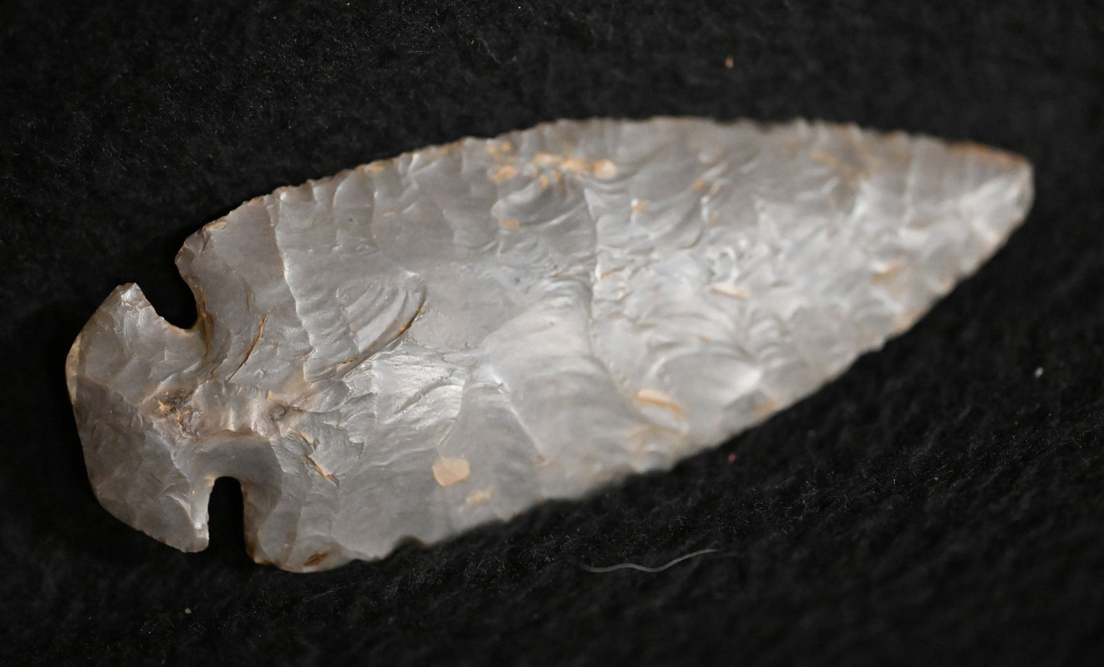 3 3/4" Dovetail Found in Bath Co. Kentucky Made out of Gray Hornstone Ex: John Bender Collection.