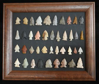 41  Arrowheads Bird Points and Atlatl Spear Points Found in the Midwest Longest is 1 1/2".  The