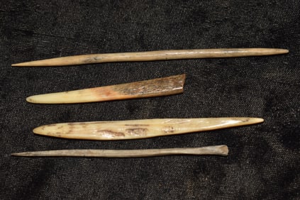 4 Well Made Bone Awls Found in Clark Co. Missouri by Dale Roberts longest is 4 1/2 inches.