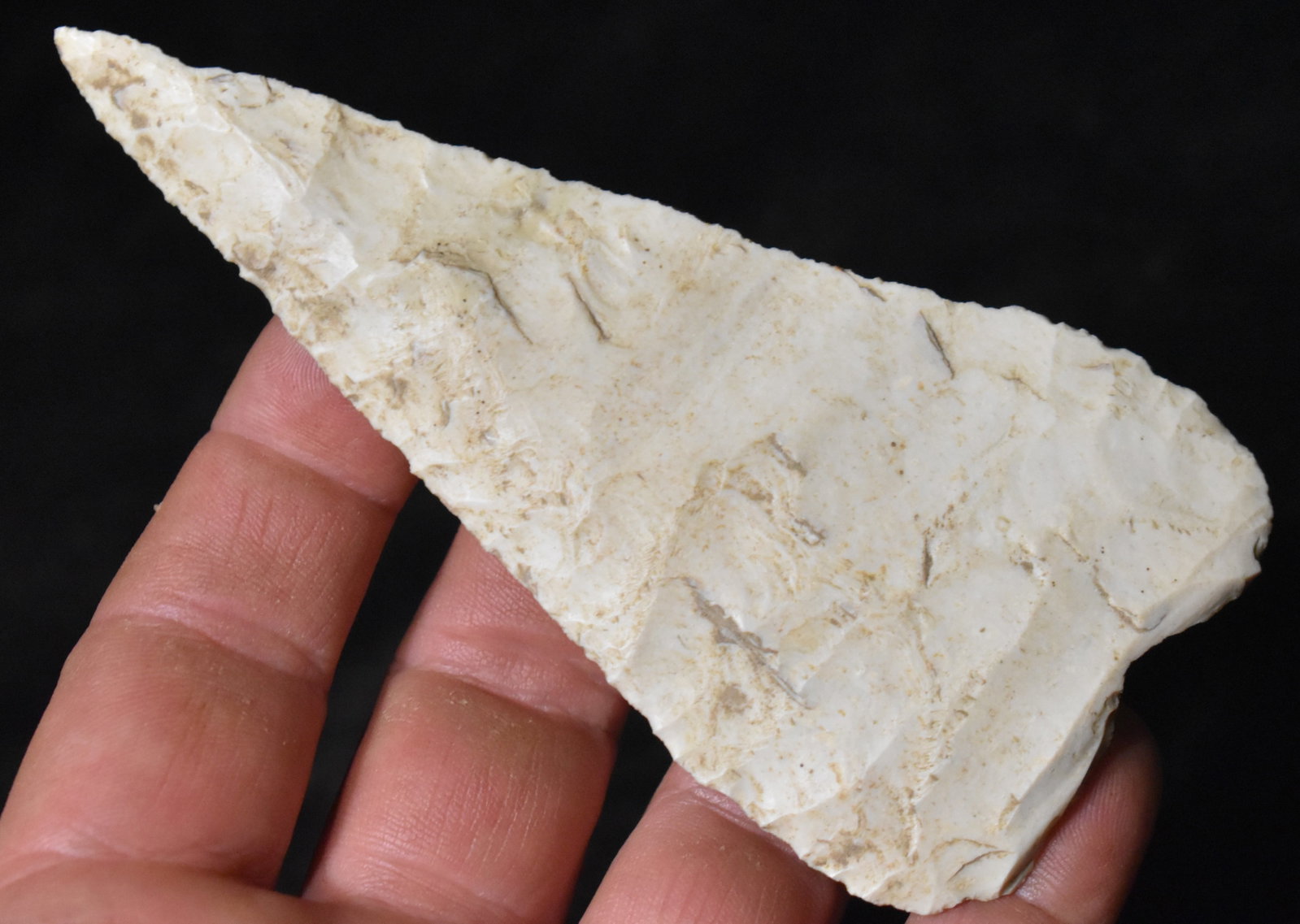 4 7/8" Stanfield Blade found in Pettis County, Missouri w/ COA: 4 7/8" Stanfield Blade found in Pettis County, Missouri. Nicely made hand held blade with nice beveling. Made of Burlington chert. Comes with a Roy Motley COA. Ex George Wolf Collection. Key words: An