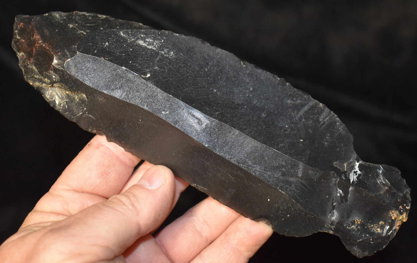 LARGE 8 1/4" Pre-Columbian Obsidian Cache Blade - circa 2-3k yrs old (1 of 7)