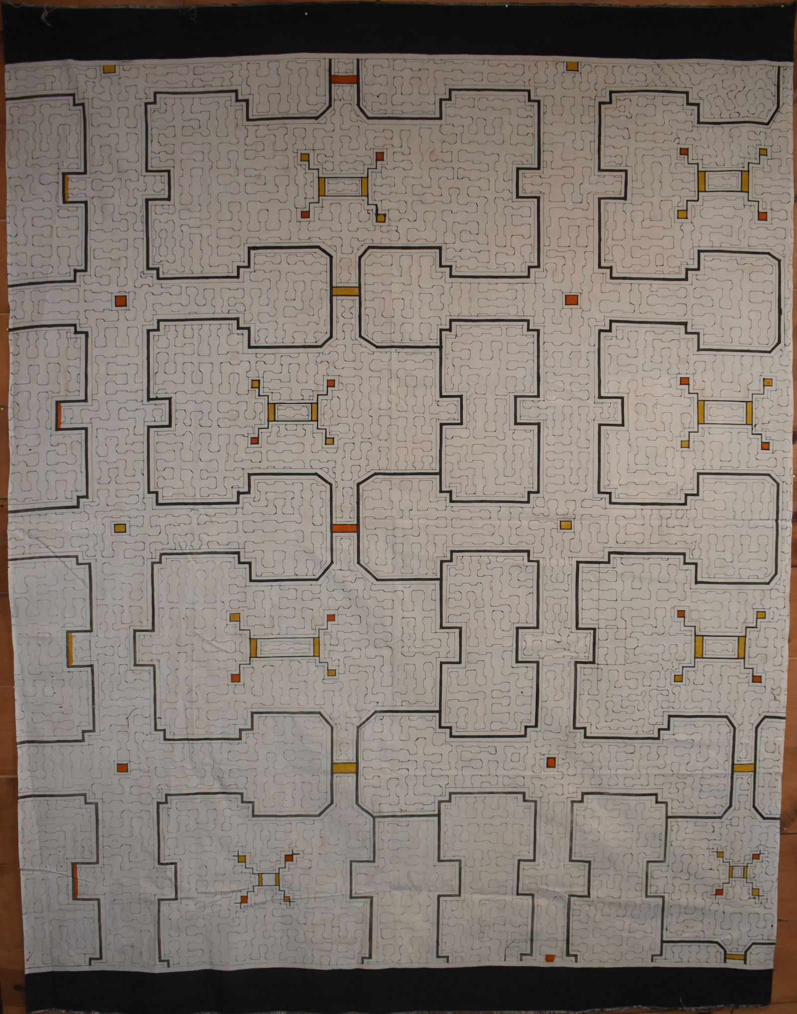 Shipibo Textile from South America - Hand Painted 20th Century Cotton Tabby Cloth (1 of 8)