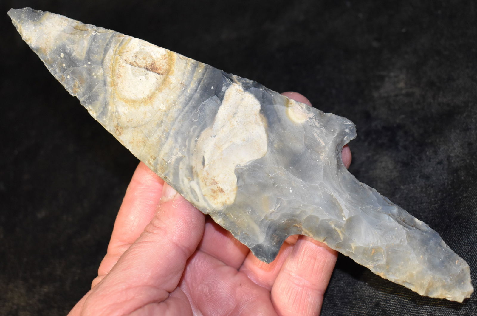 8 3/8" Pre-Columbian Mayan Bifaced Dagger w/ Bullseye in the Material (1 of 9)