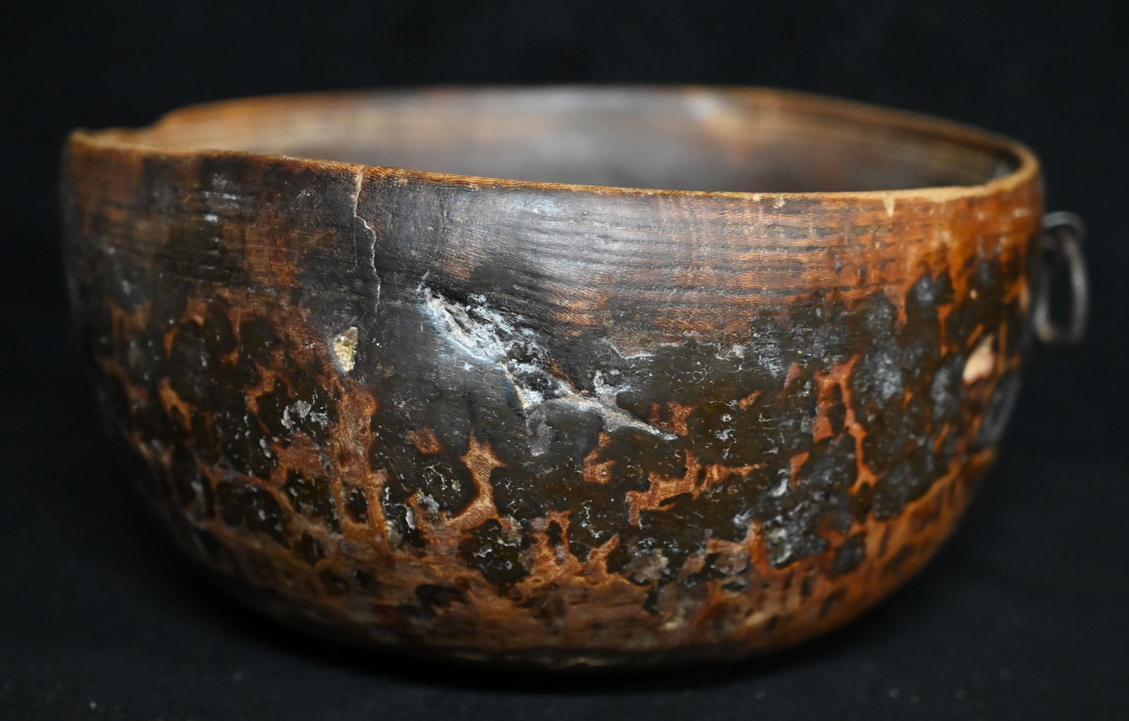 Old Tuareg Wood Bowl with Incised Designs on the inside 9" Wide 4 1/2" Tall.  Hand Carved from a (1 of 6)