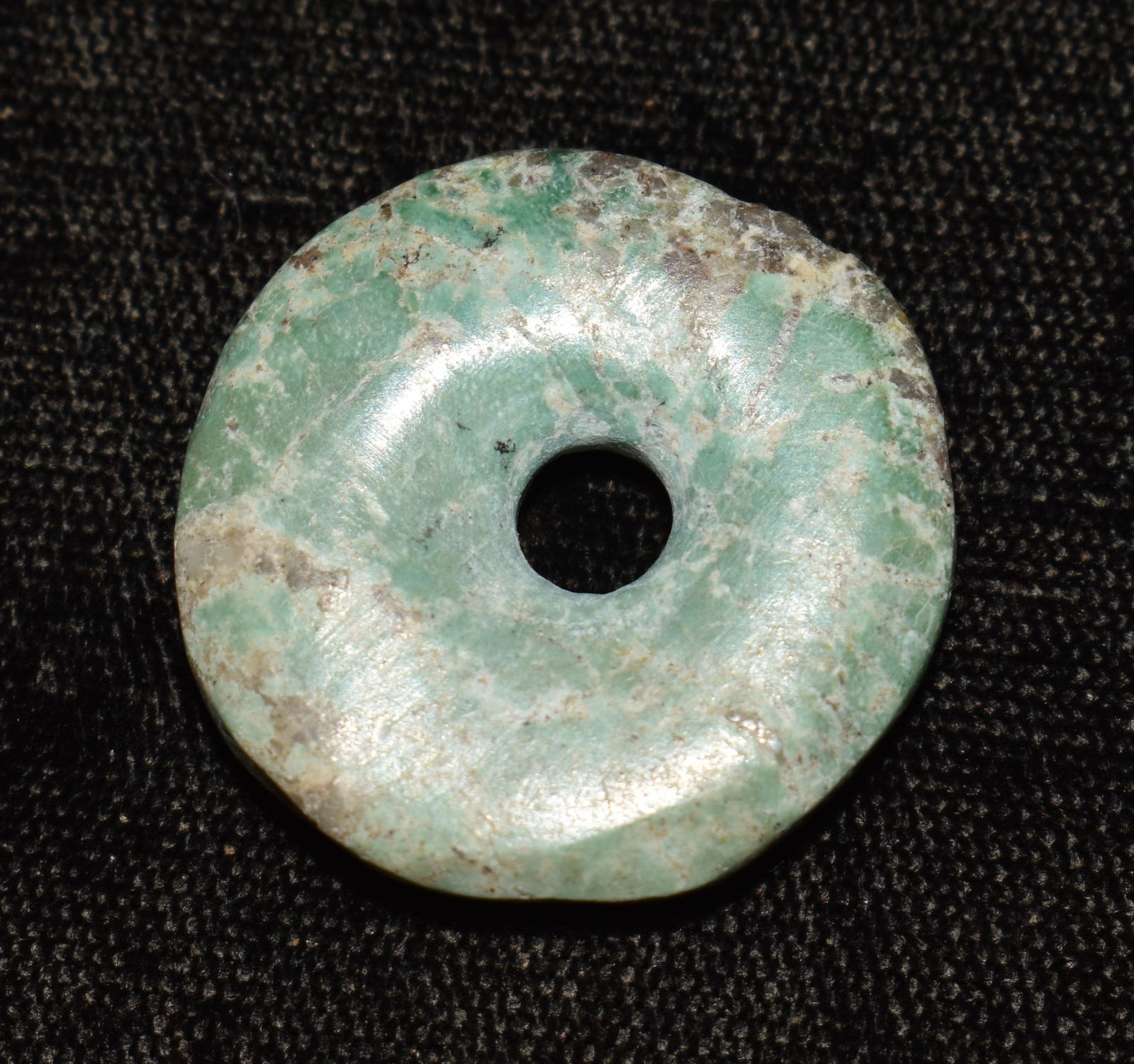 1" Jade Bead Pre-Columbian Found in Central America 3/16" Thick. (1 of 4)