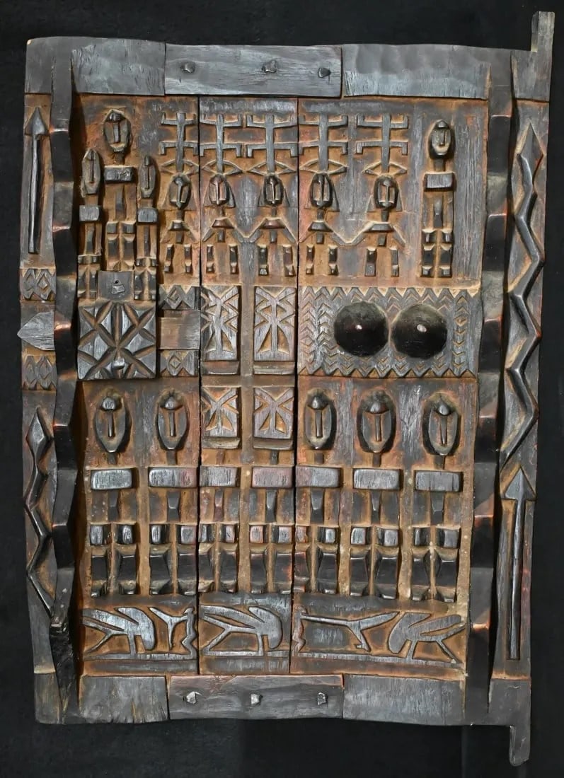 Dogon Miniature Wood Door From Mali 18 3/4" x 26 5/8".  Each Dogon Hand Carved Door tells a (1 of 14)