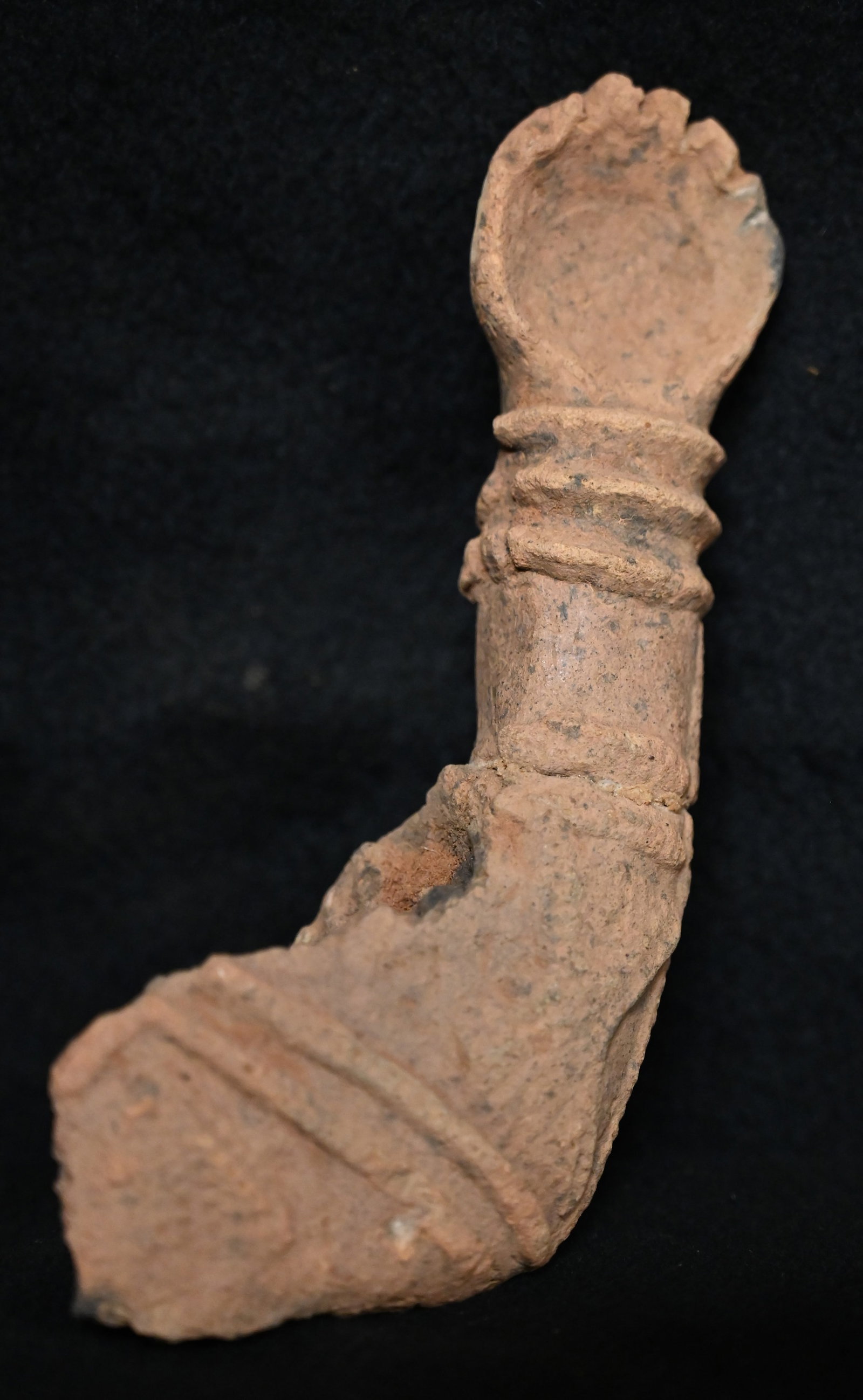 Bura Culture Niger Africa Terracotta Grave Marker, 3rd-11th Century. 6 1/2" Tall Section of a Human: Niger Africa Terracotta Grave Marker, 3rd-11th Century. 6 1/2" Tall Section of a Human Arm.