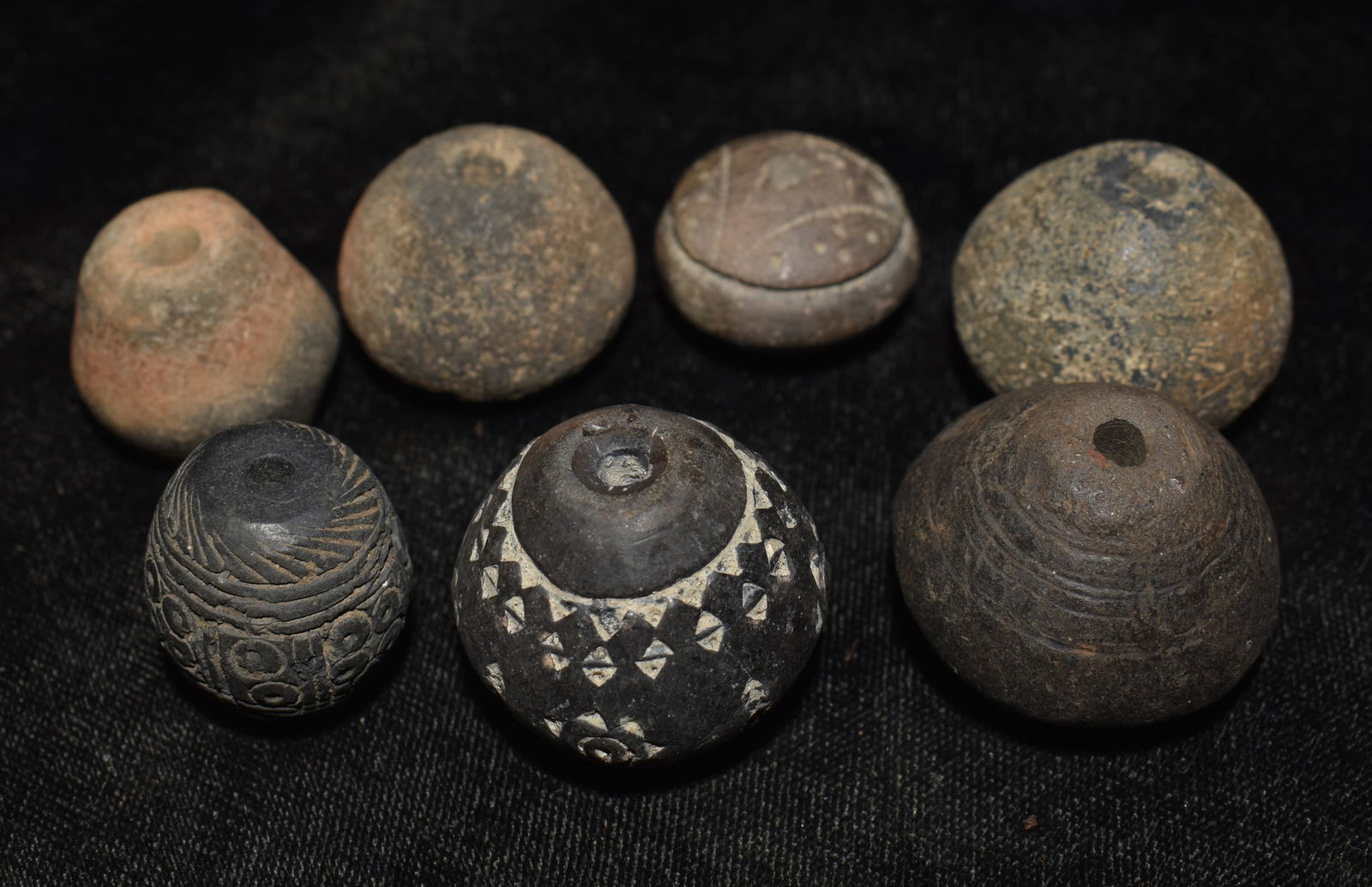 7 Ancient West African Terracotta Spindle Whorl Beads (1 of 7)