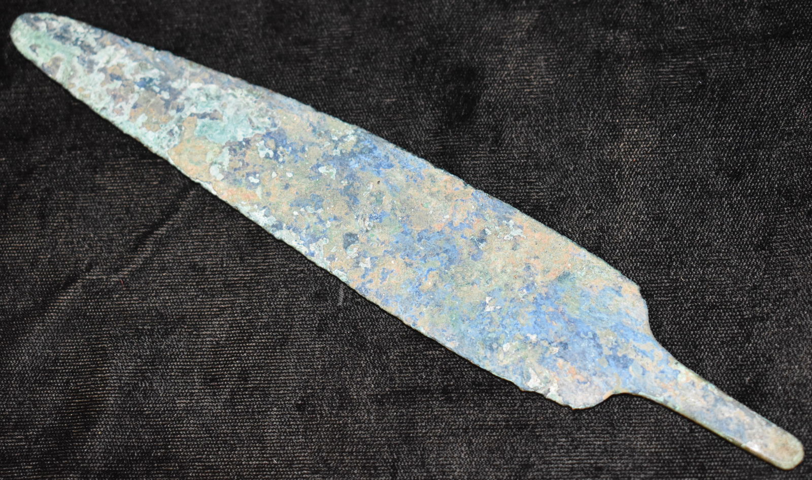 Vibrant Blue Patinated 7 1/2" Bronze Age Spear Head found in Europe 500-1000 BC (1 of 8)