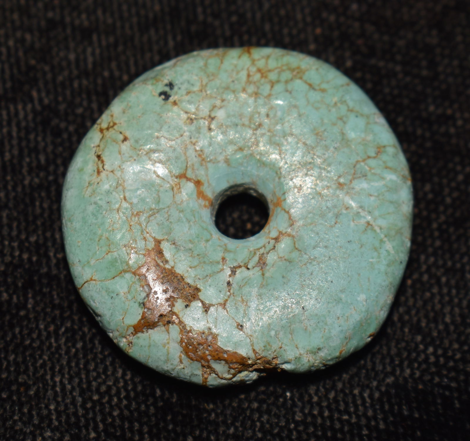 1 1/16" Jade Bead Found in Central America 3/16" Thick. (1 of 4)