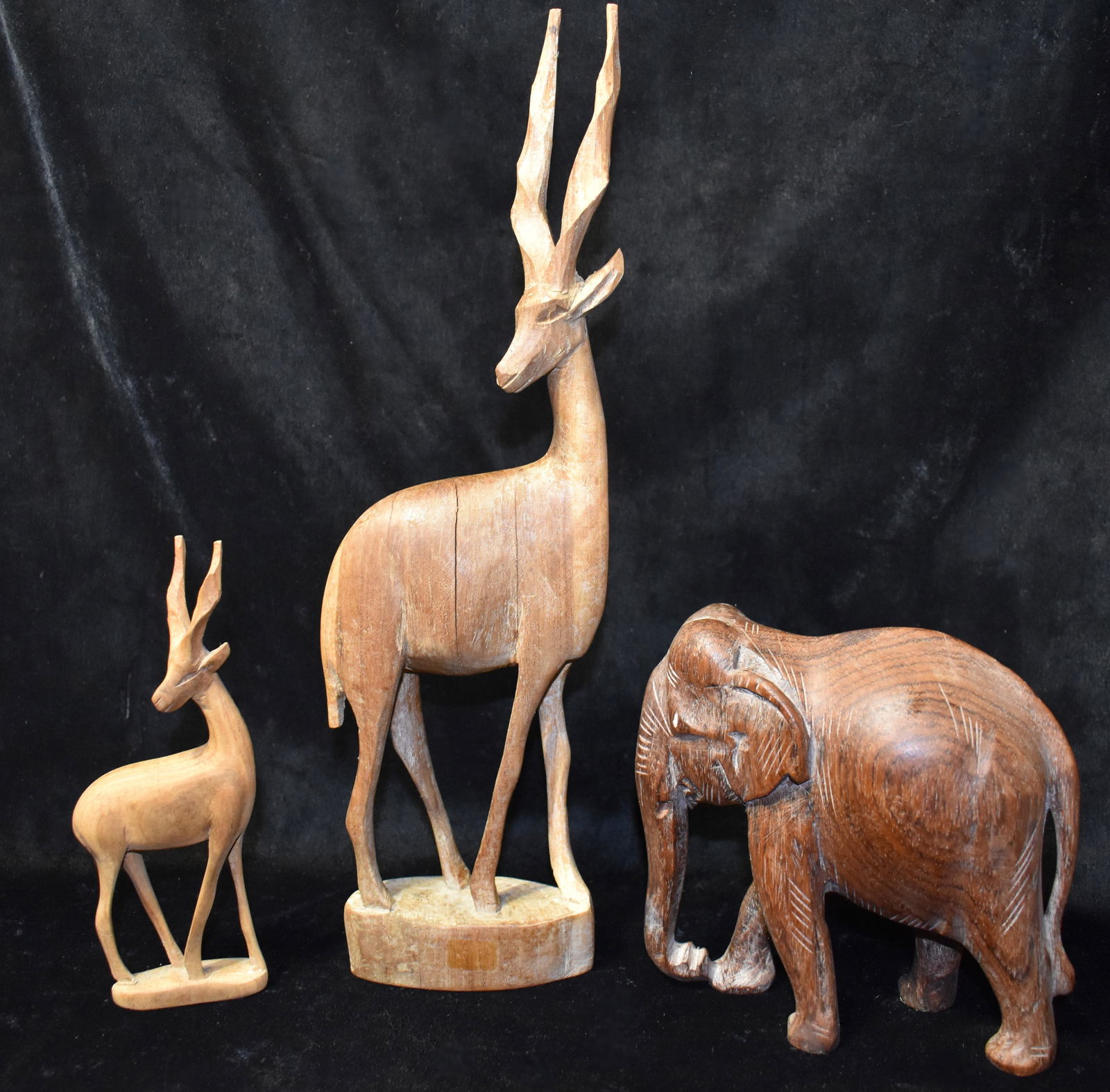 3 Vintage Hand Carved Wood Animal Figures - Made by Tribal Peoples in Kenya (1 of 6)