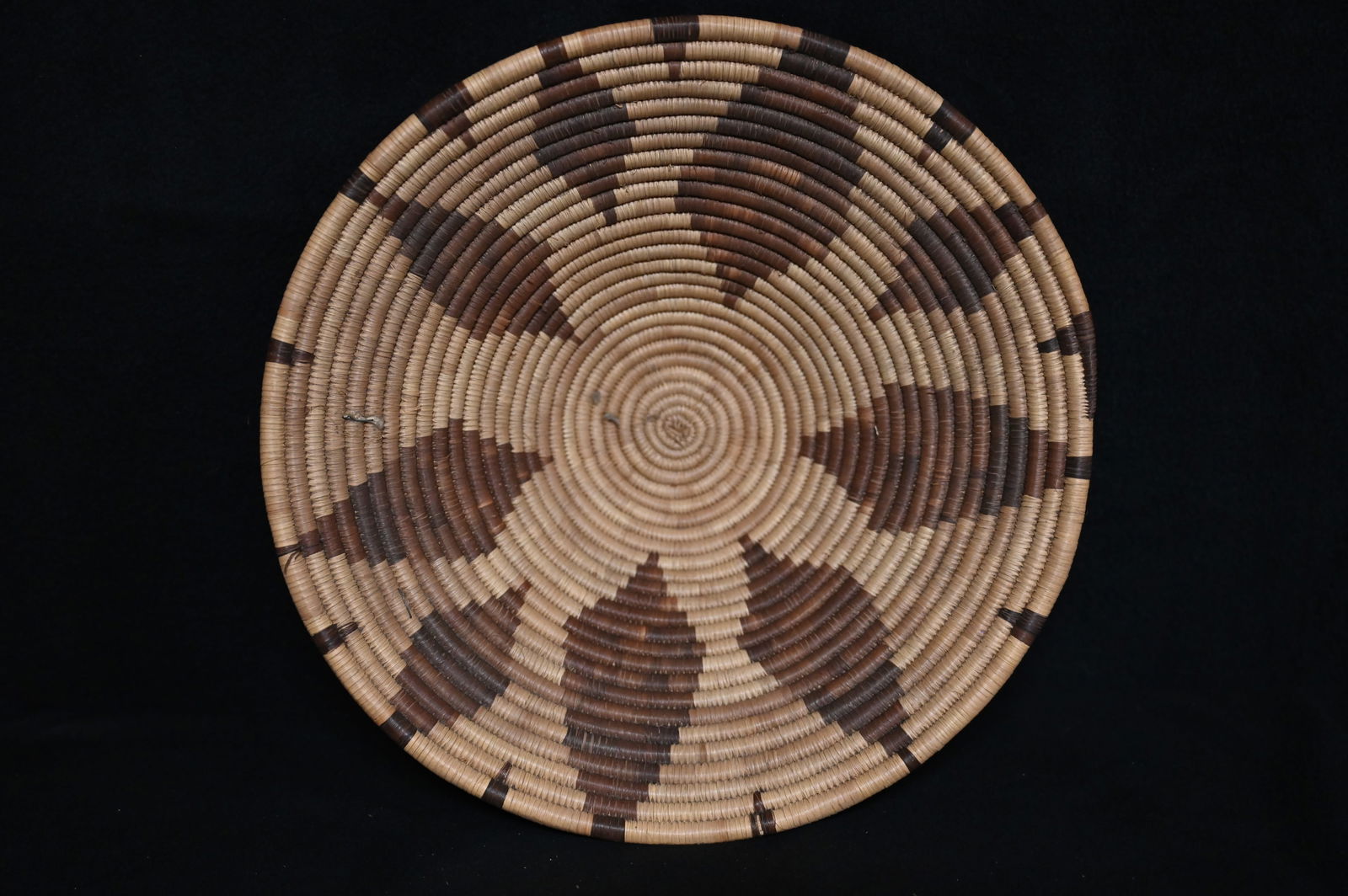 Hand Woven Coil Basket. 4" x 12 3/4". (1 of 5)