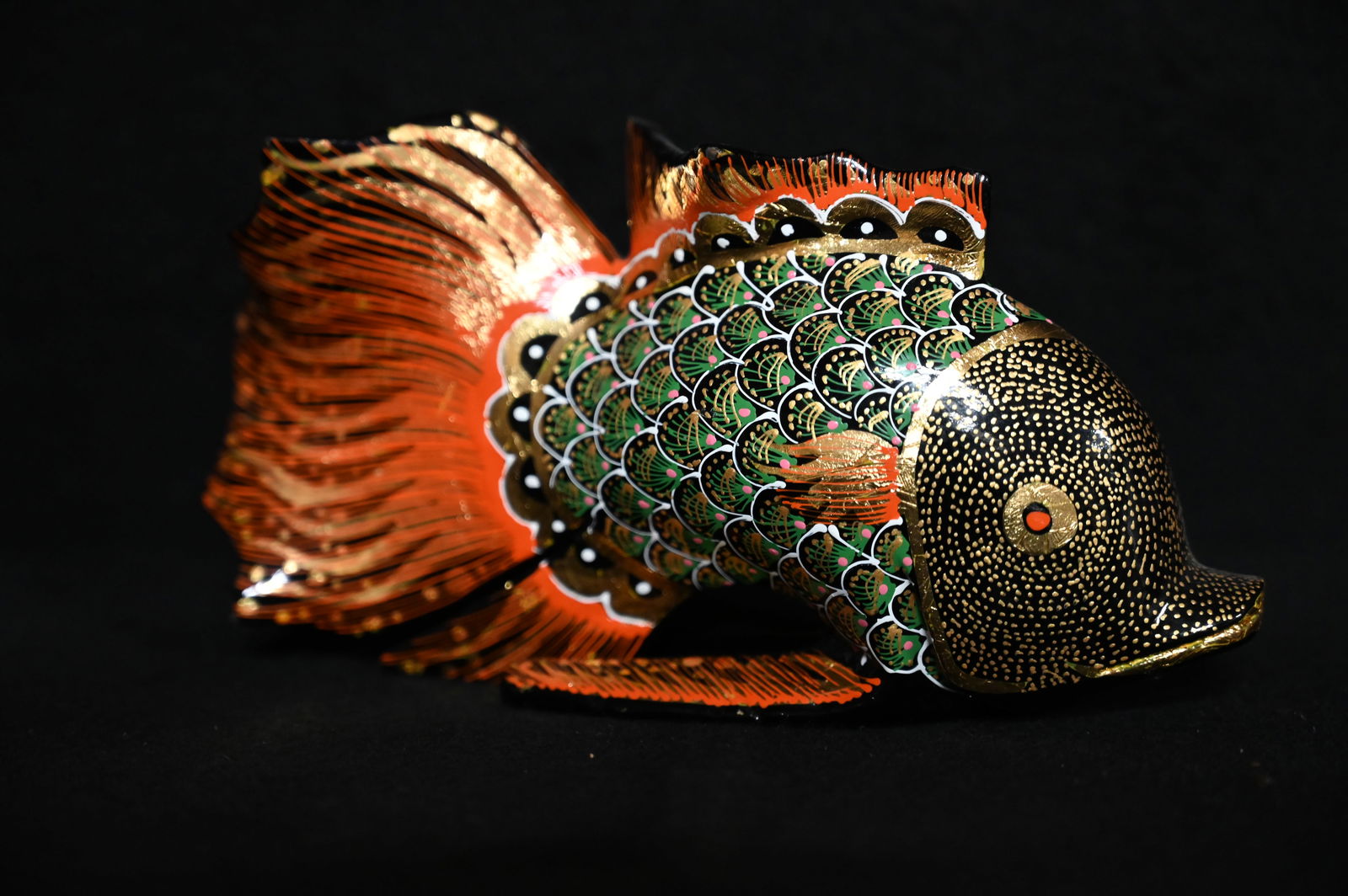Exotic Ceramic Multi Colored Fish Statue.  3 1/2" Tall 6 3/4" Wide. (1 of 6)