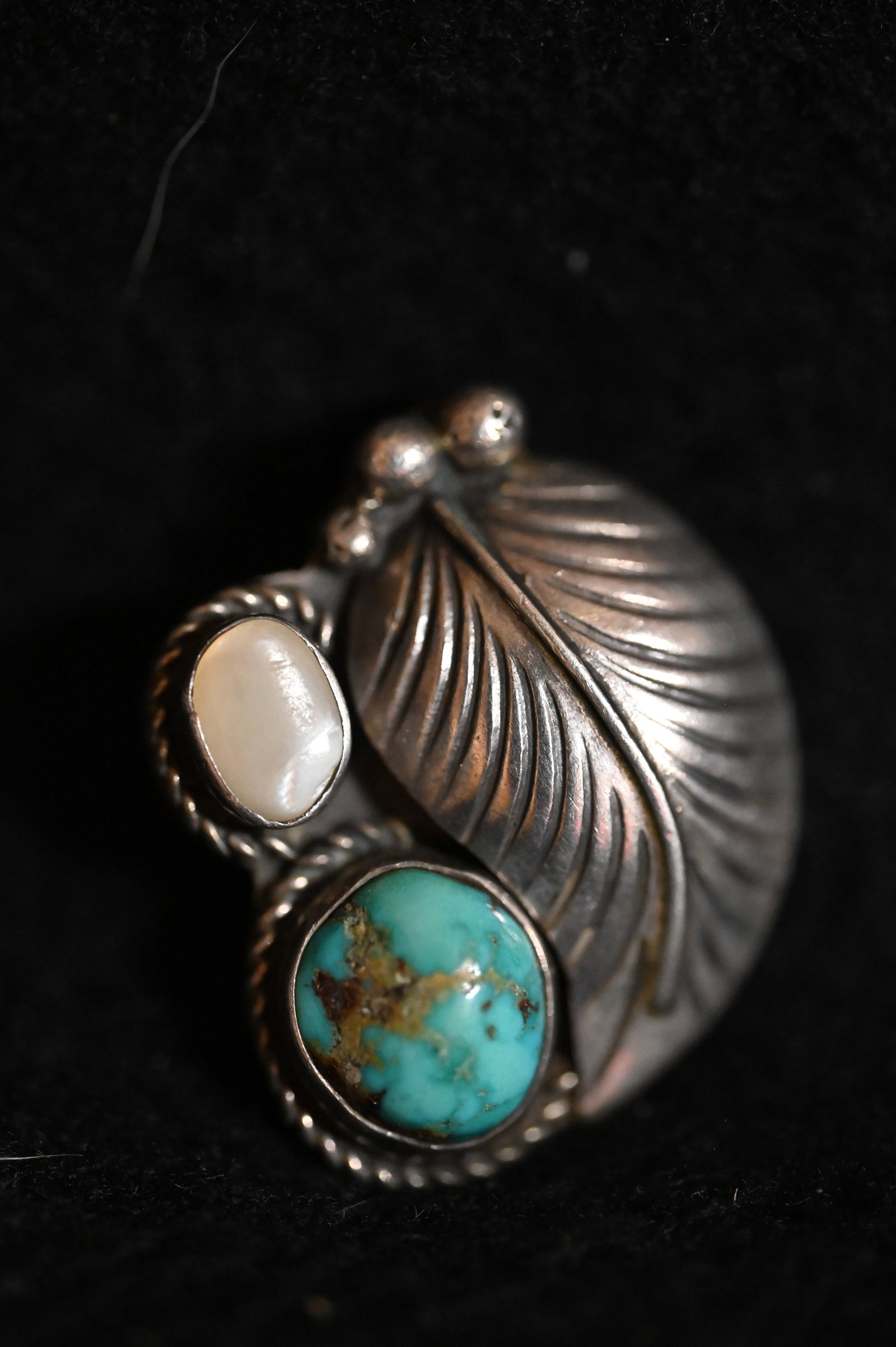 Silver Pendant with Turquoise and Moonstone: Silver Pendant with Turquoise and Moonstone