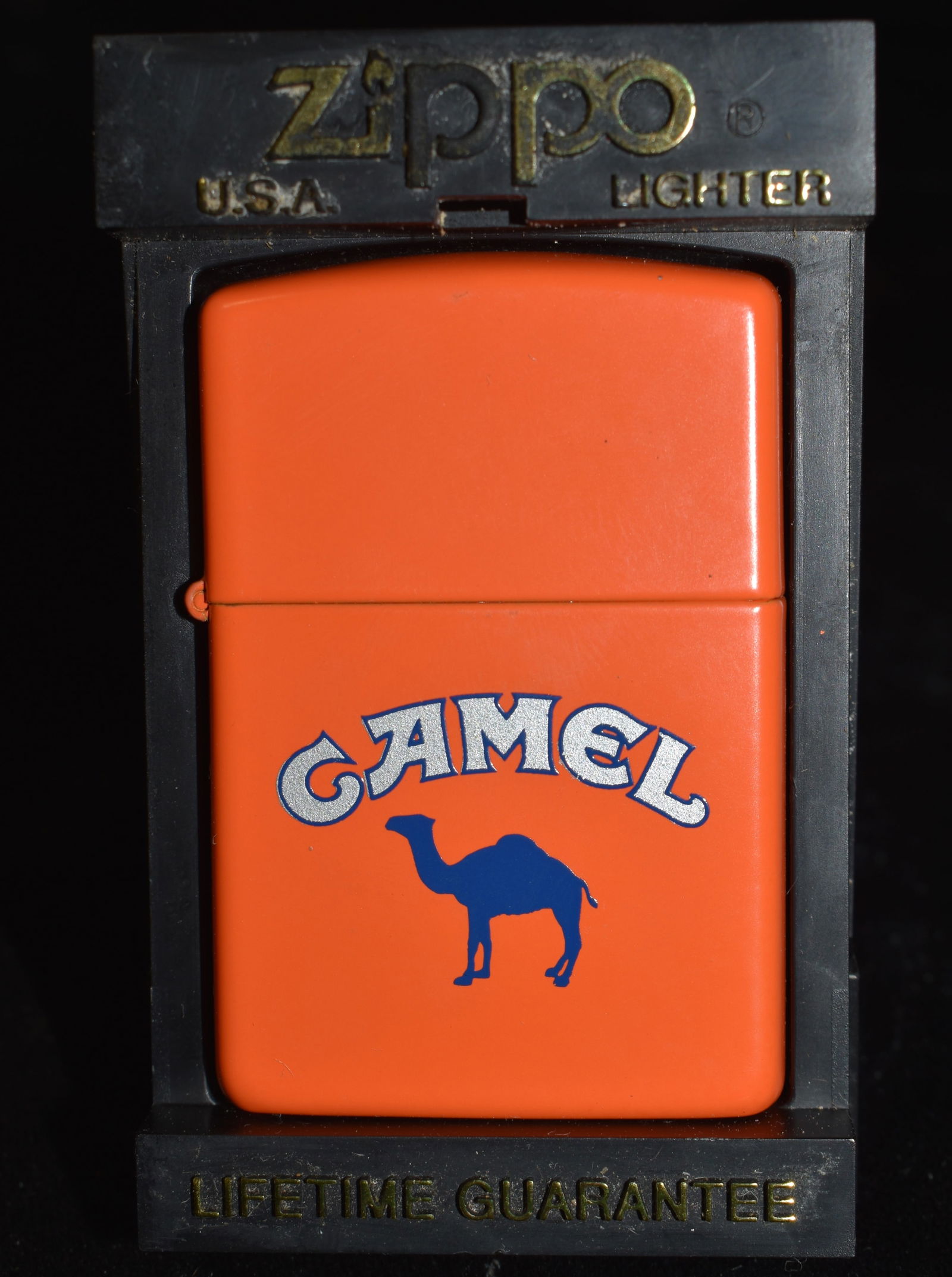 Vintage 1993 Orange w/ Blue Camel Zippo Lighter NIB (1 of 4)