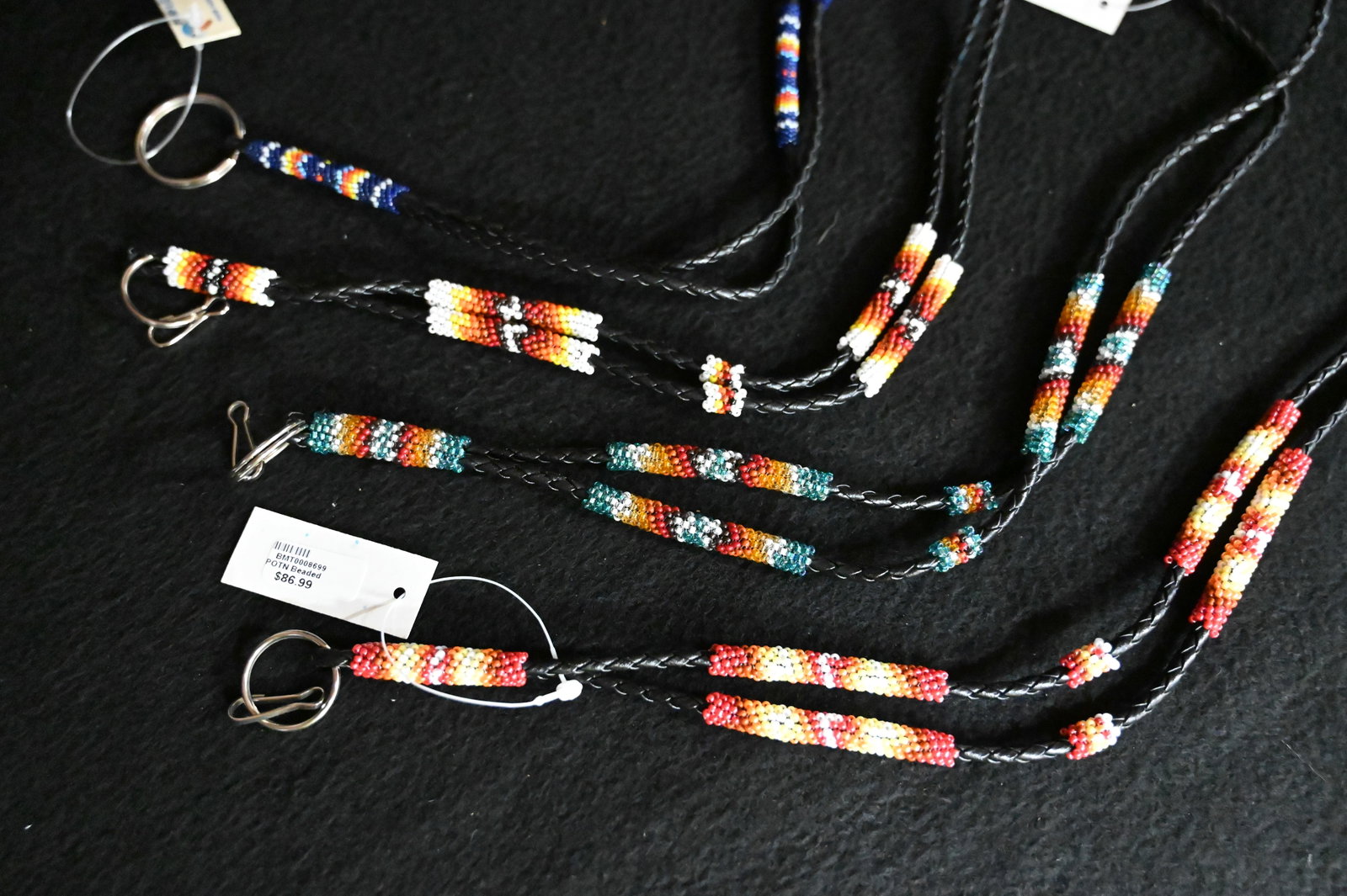 4 Rope Beaded Key Chains Made by Native Americans Ex: Pride of The Nations Store.: 4 Rope Beaded Key Chains Made by Native Americans Ex: Pride of The Nations Store.