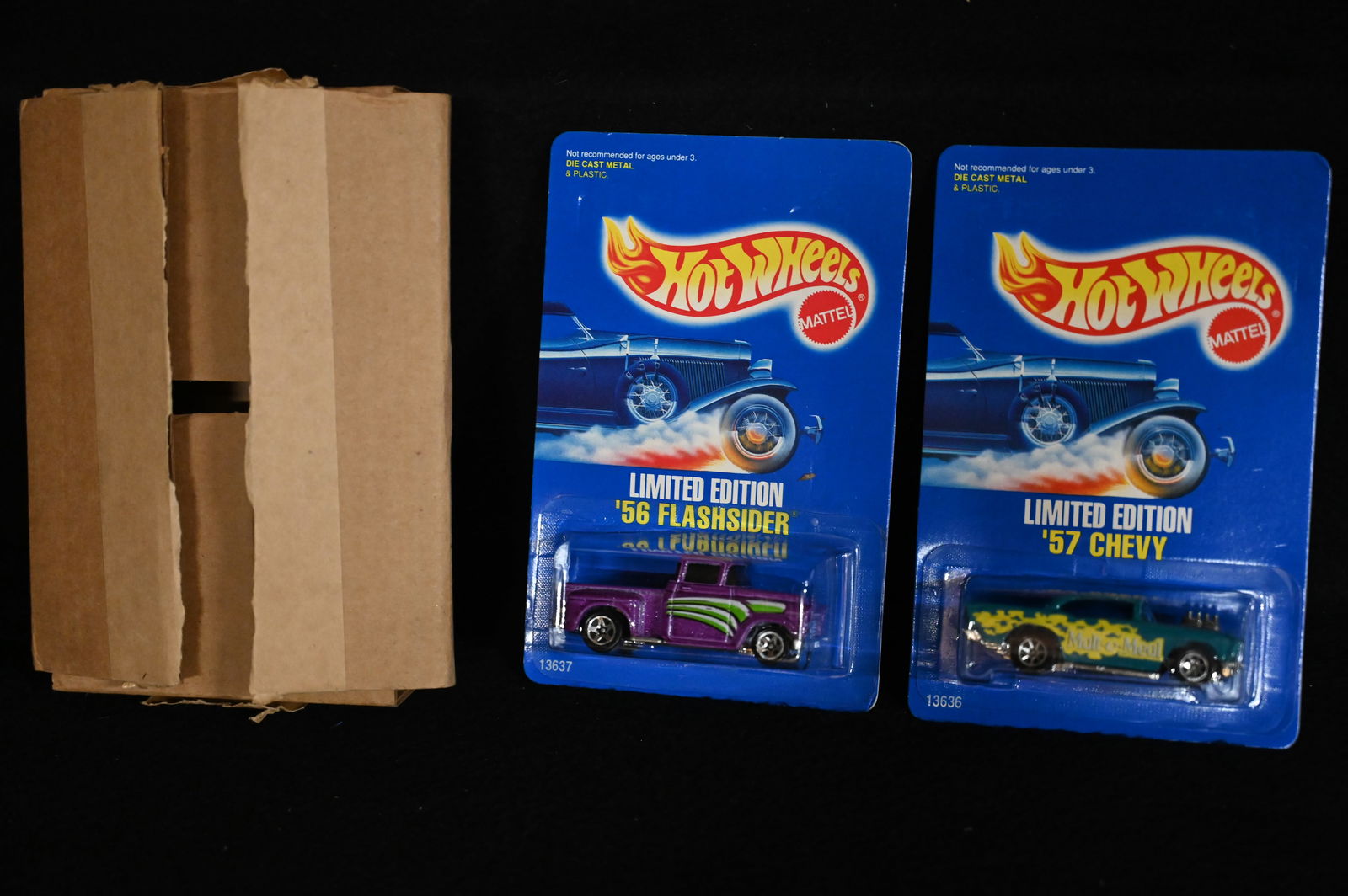 1993 Mail Order 2 Car Malt-o-Meal Set of '57 Chevy and 56' Flashsider Hot Wheels 1/64 Scale Die Cast (1 of 4)