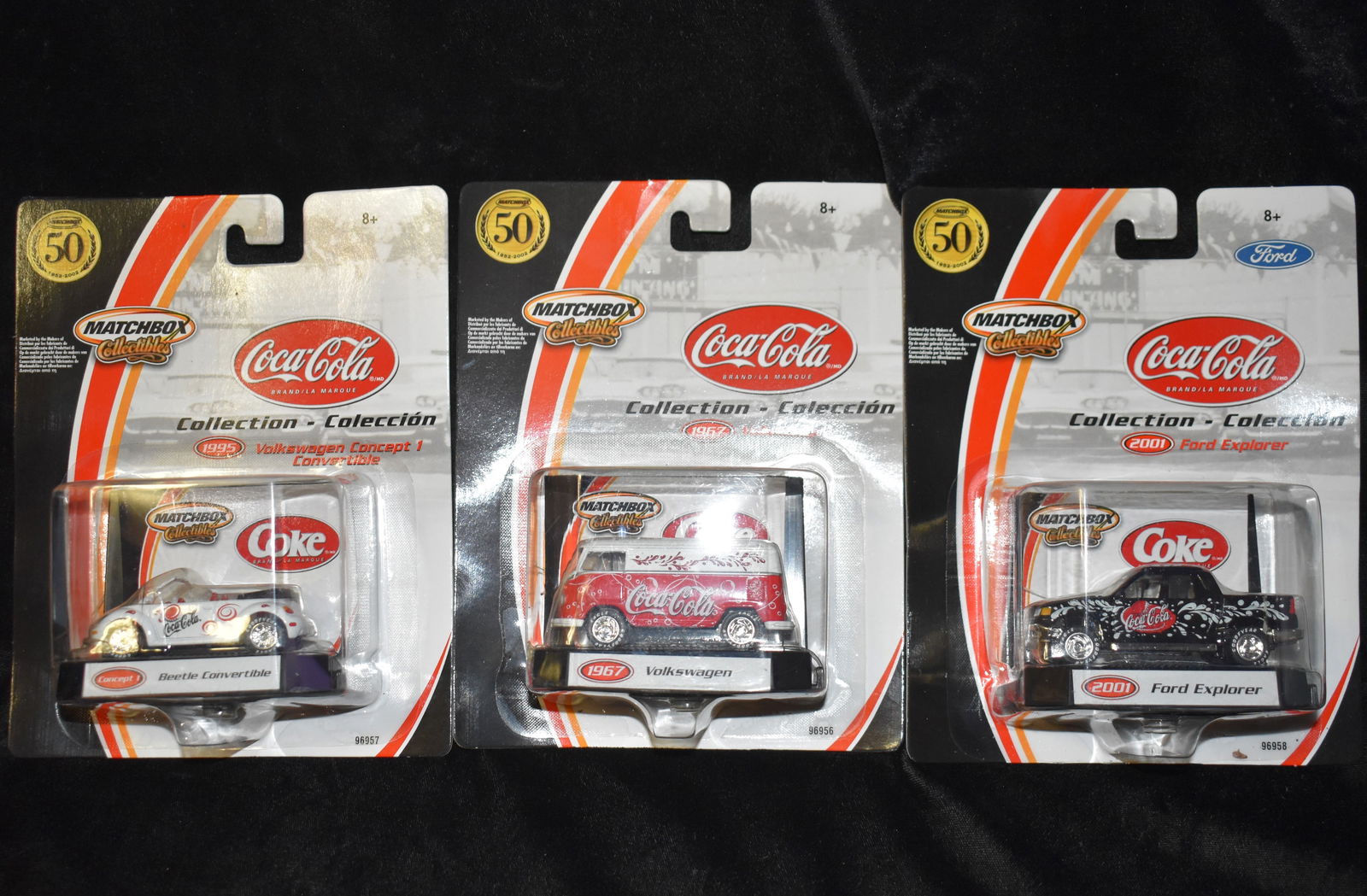 3 Matchbox Coca-Cola Collection 50th Anniversary 1/64 Scale Diecast Cars- 2001 (1 of 4)