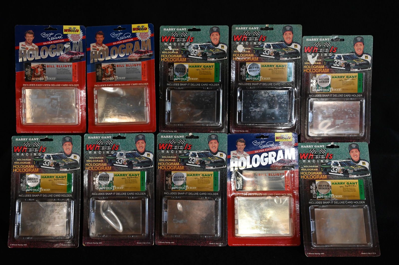 10 Wheels Racing 1992 NASCAR Holograms Silver Edition includes Ticket and Deluxe Card Holder. (1 of 6)