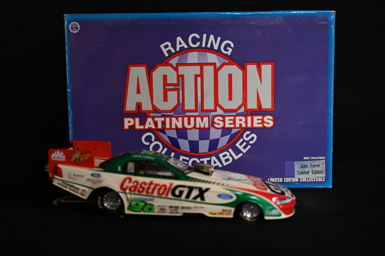 John Force Signed "Castrol GTX" 1/24 Scale NHRA Funny Car Produced by Action Racing Collectables.: John Force Signed "Castrol GTX" 1/24 Scale NHRA Funny Car Produced by Action Racing Collectables.