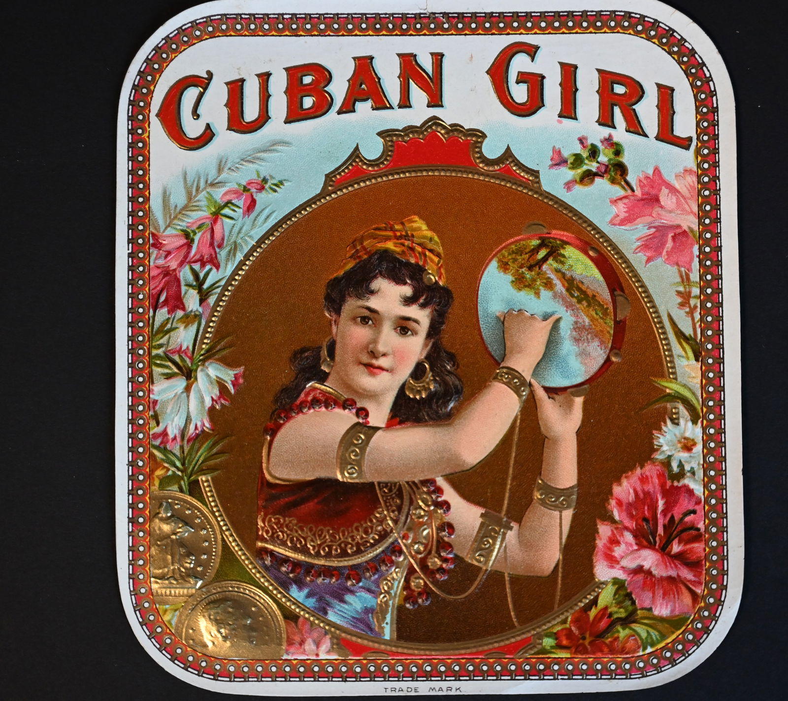 Cuban Girl Vintage Cigar Label Stone Lithograph Art Dated from the late 1800's to early 1900's. (1 of 2)