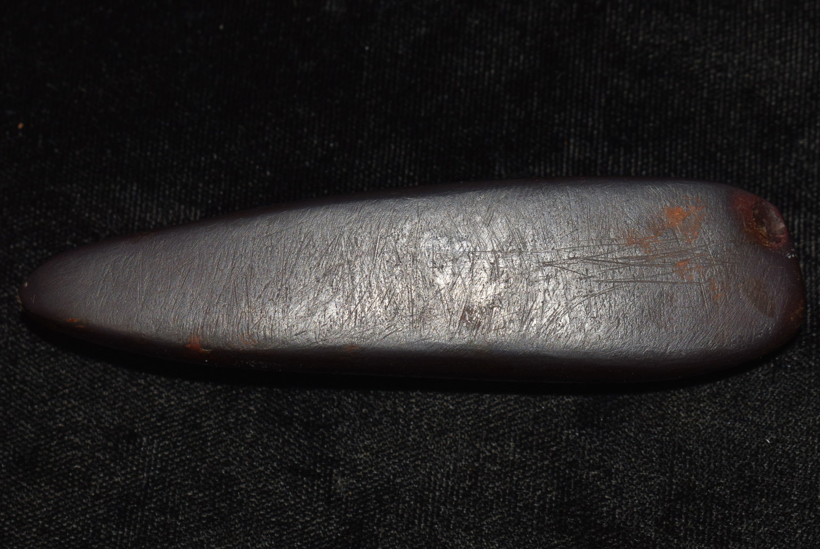 3 3/4" Hemitite Chisel found in Pettis County, Missouri w/ Motley COA: 3 3/4" Hemitite Chisel found in Pettis County, Missouri w/ Motley COA. Ex George Wolf Collection