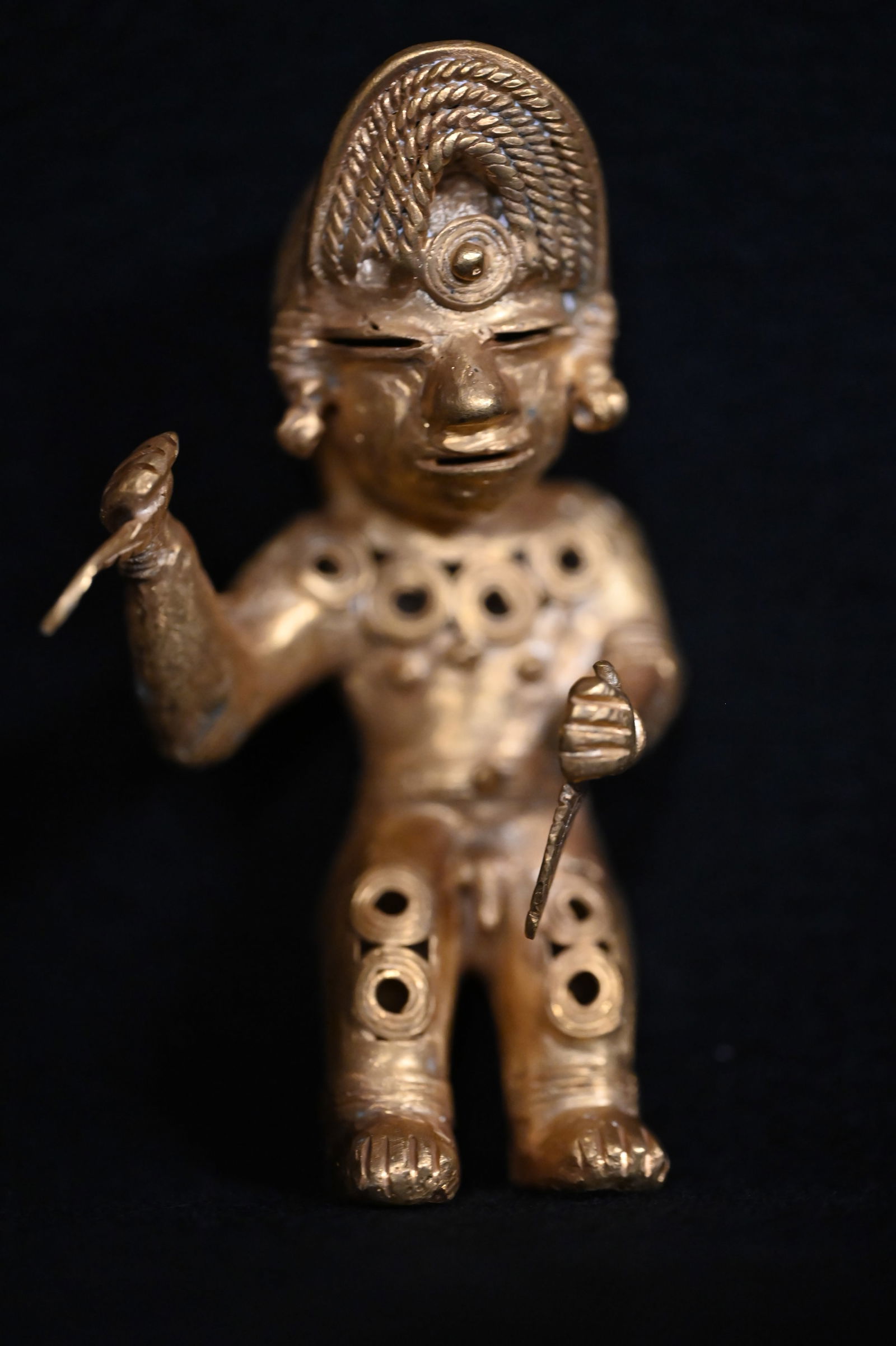 Tumbaga Tairona Male Warrior 4" Tall Gold Copper Statue (1 of 7)