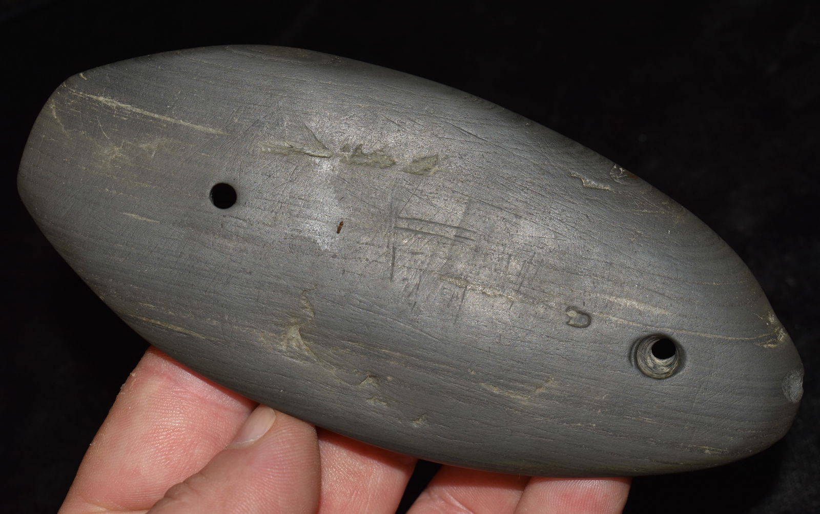 Large 5 5/8" Slate Gorget found in Central Indiana w/ Keele COA (1 of 10)