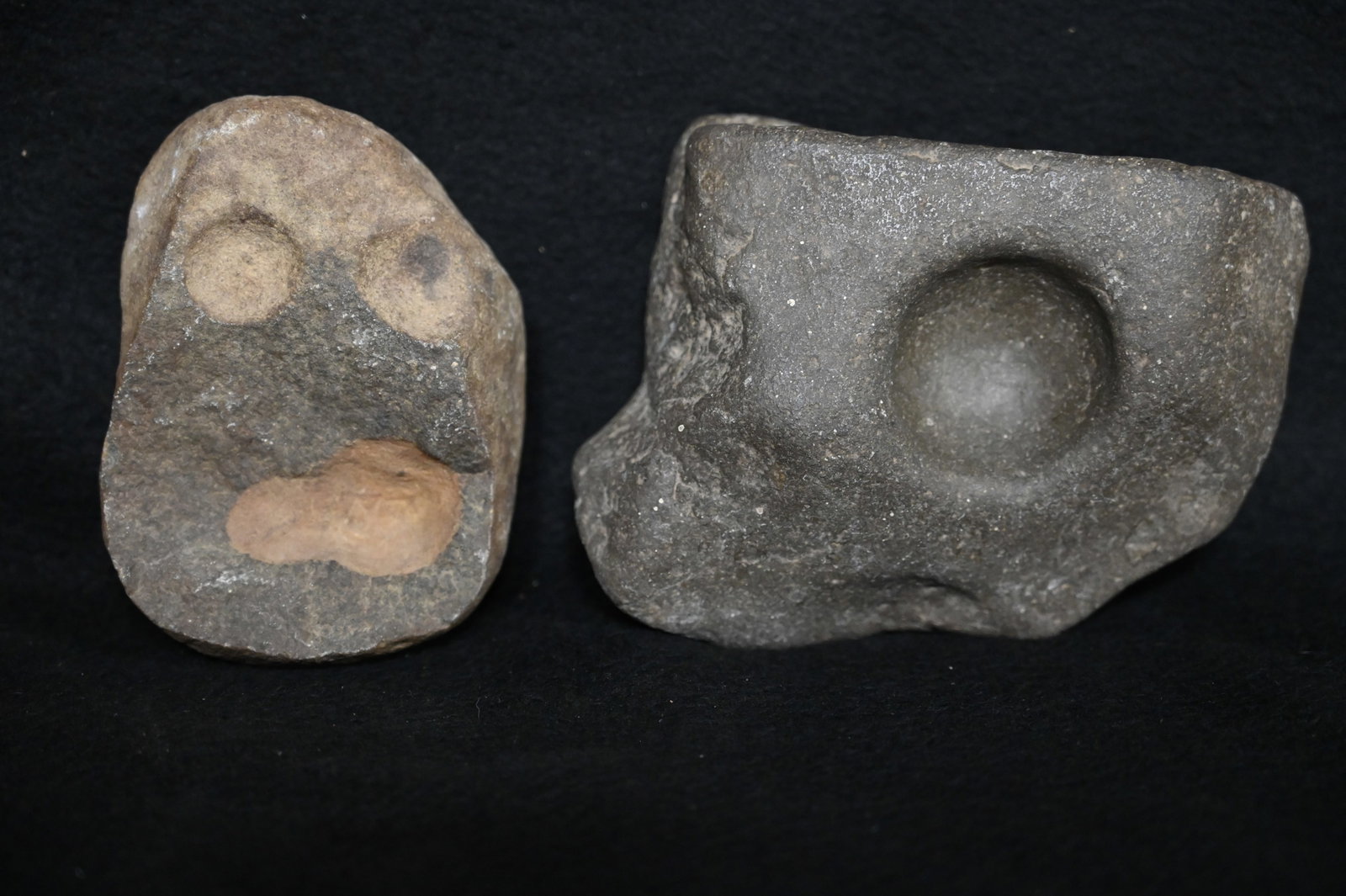 2 Nutting Stones Found in Lee Co. Iowa. Largest is 6 inches.: 2 Nutting Stones Found in Lee Co. Iowa. Largest is 6 inches.