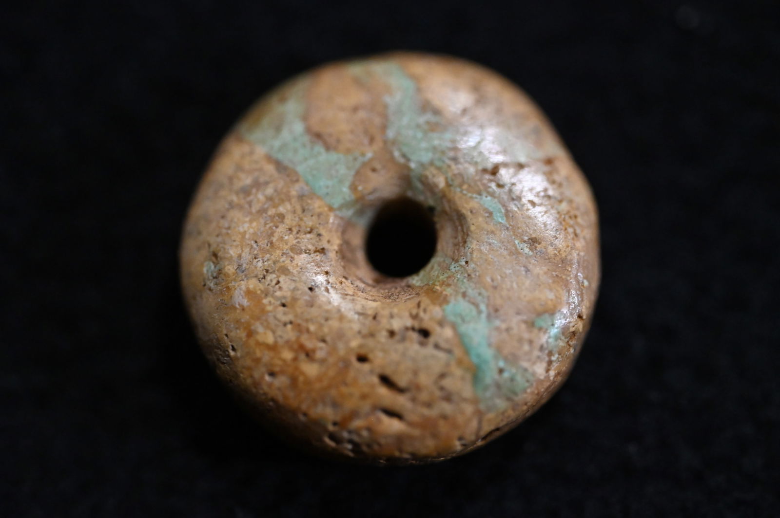 15/16" Precolumbian Jade Bead Found in Central America. 1/4" Thick with a hole completely drilled (1 of 6)