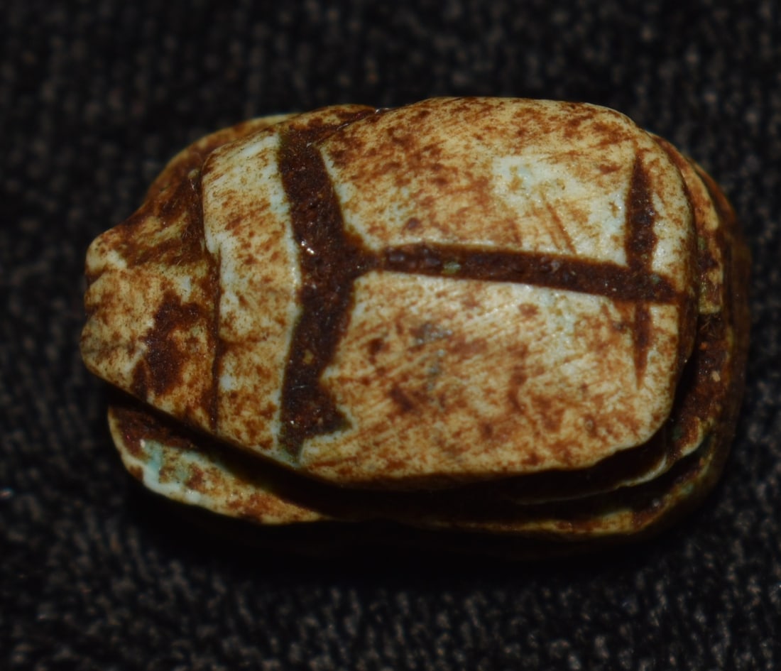 Ancient Egyptian Faience Ushabti Scarab Amulet Engraved Seal Stamp Pendant or Bead Late Period c.600 (1 of 6)