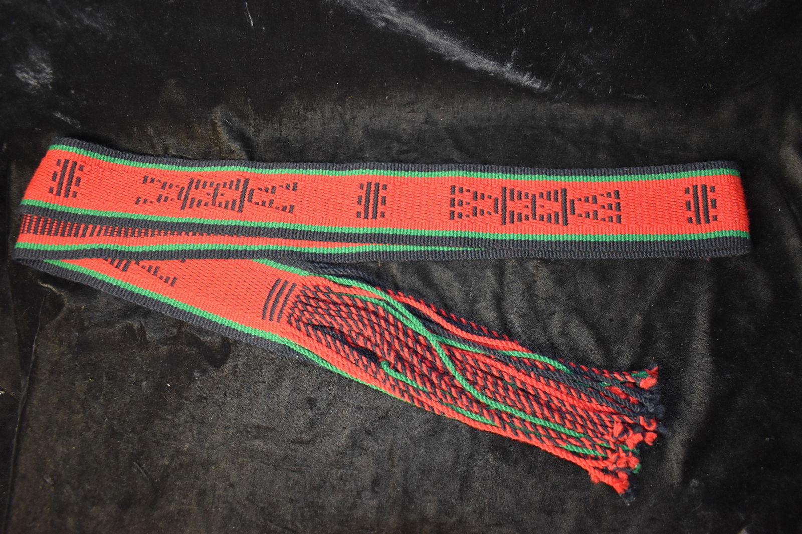 8 Foot 1920's Traditional Hopi Large Hand-Woven Red Wool Ceremonial Dance Sash Belt (1 of 9)