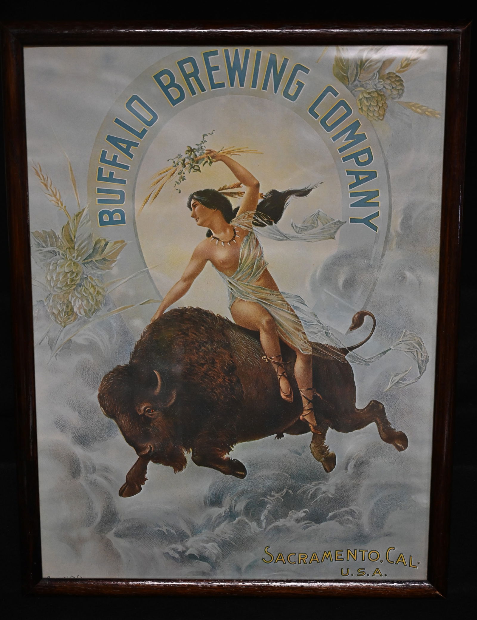 Framed Buffalo Brewing Company 1977 Poster Sacramento CA. (1 of 6)