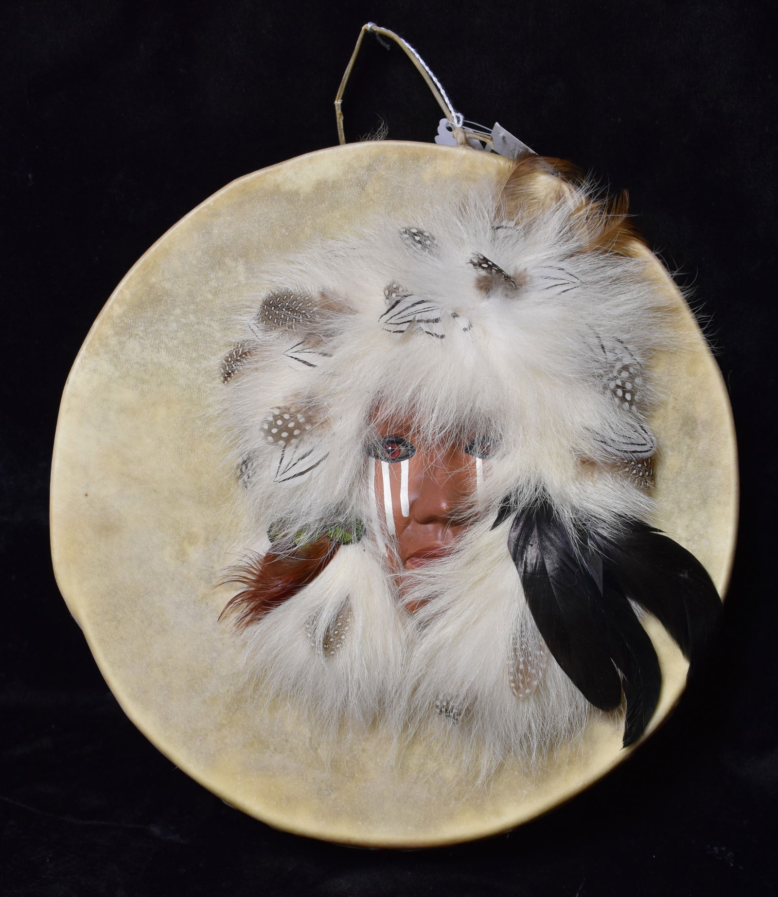 Apache Hand Painted Maskon a Drum - Native American Home Decor (1 of 8)