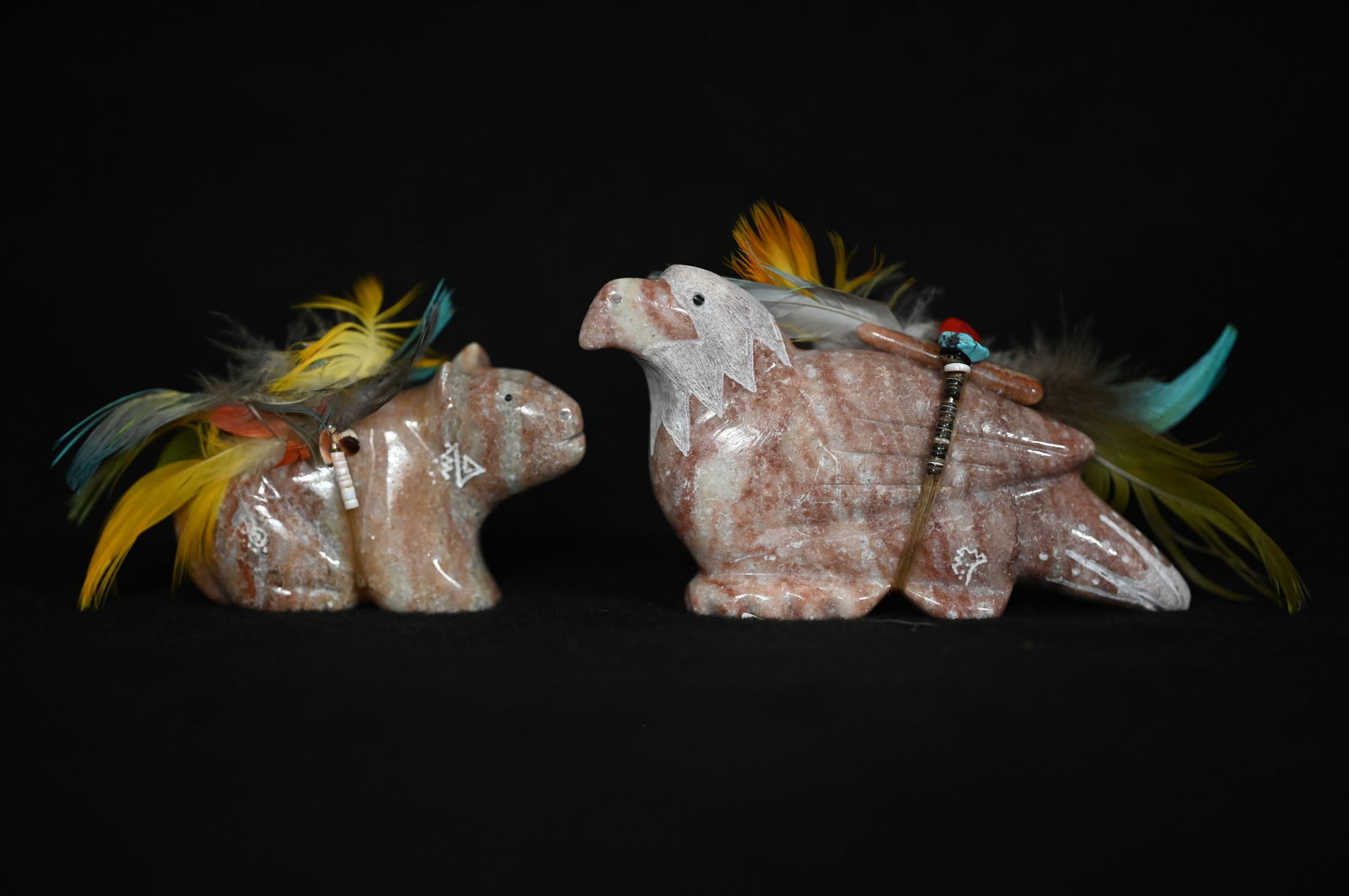 Zuni Fetish Stone Eagle and Bear Carved by Native Americans Ex: Pride of The Nations Store. (1 of 8)