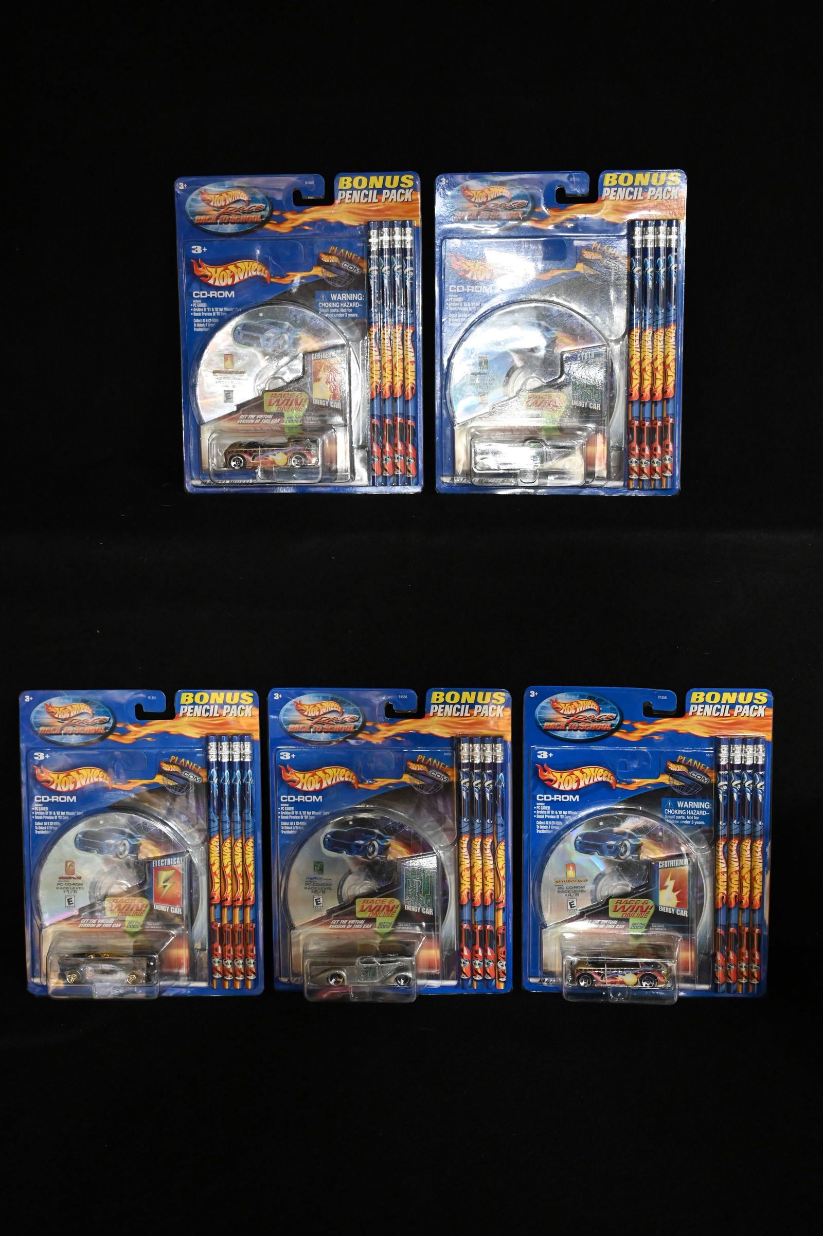 5 Hot Wheels 2002 Race Back To School Car, CD, and Pencil Pack Brand New Condition in the original (1 of 4)