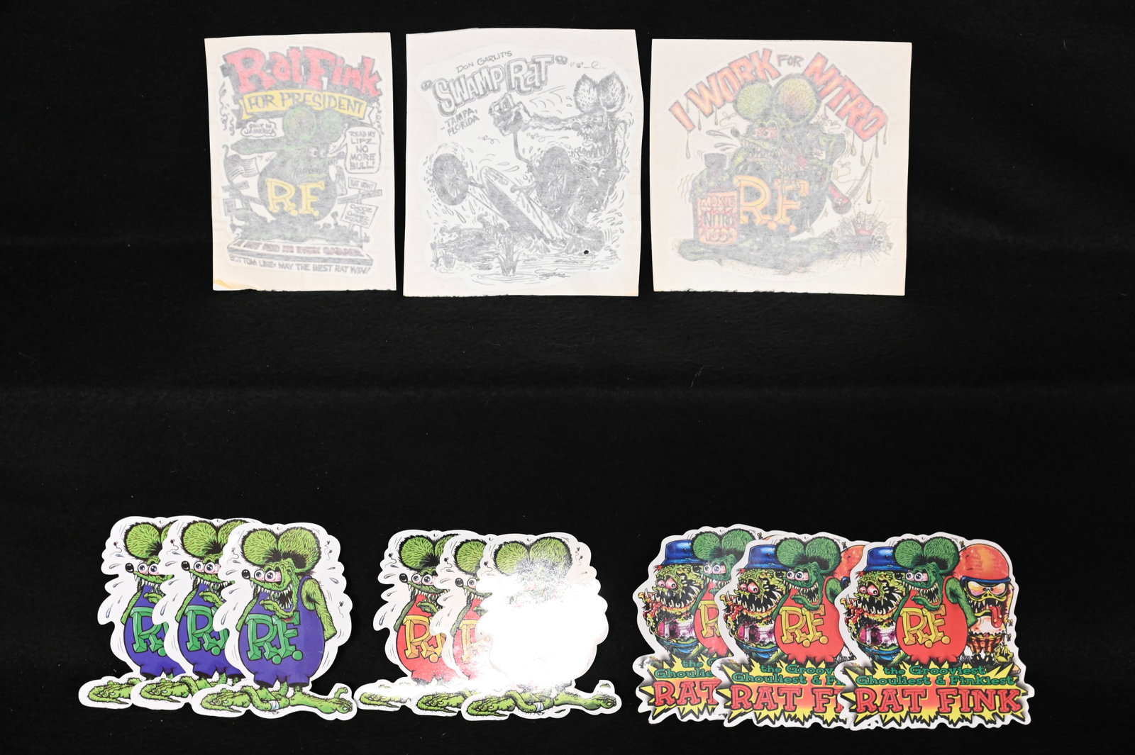 Rat Fink Stickers Group Lot of 12.: Rat Fink Stickers Group Lot of 12.