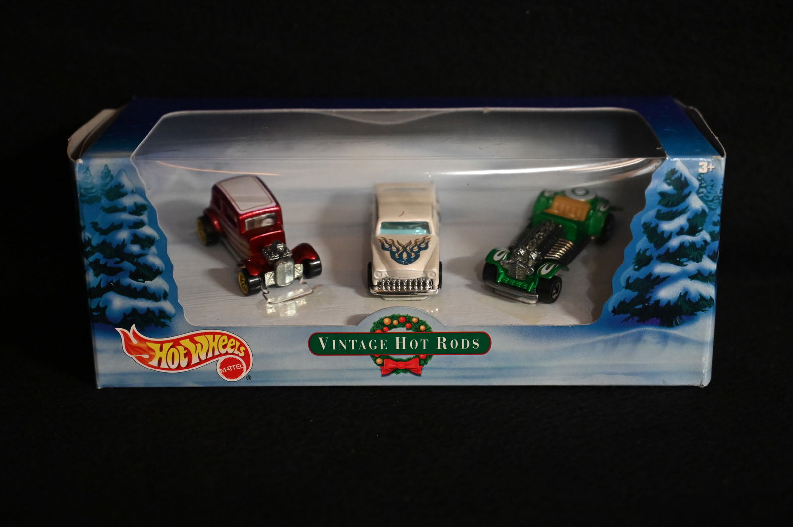 2000 Hot Wheels Christmas Series Vintage Hot Rods 3 Car Set in a Hard Plastic Case. (1 of 5)