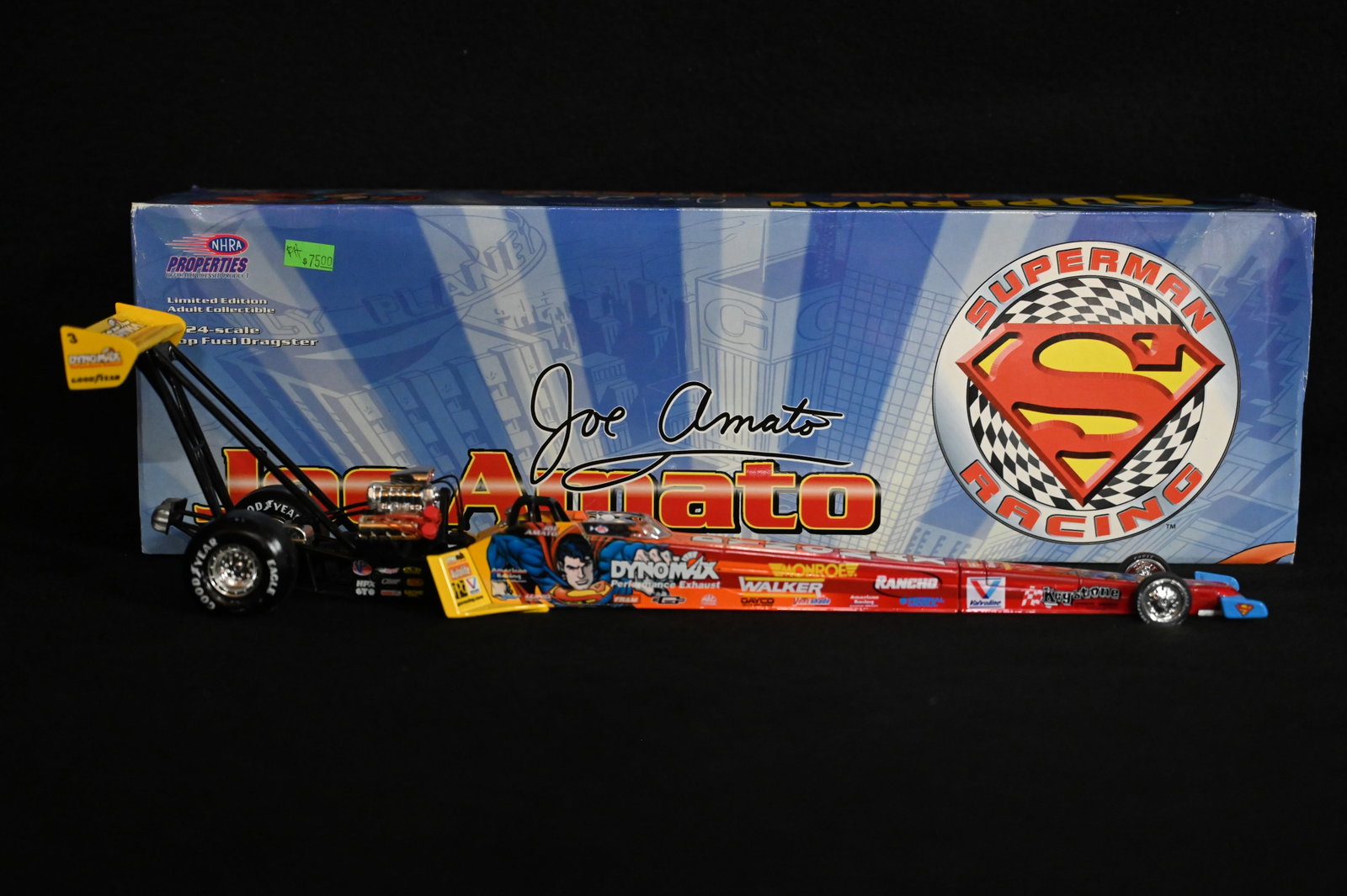 1999 Joe Amato Tenneco "Superman" NHRA Limited Edition 1/24 Scale Top Fuel Dragster Die Cast Car.: 1999 Joe Amato Tenneco "Superman" NHRA Limited Edition 1/24 Scale Top Fuel Dragster Die Cast Car.