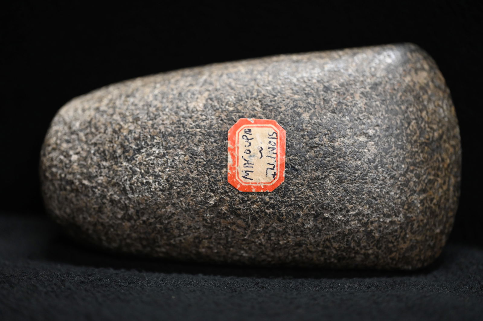 4 3/4" Granite Flared Bit Celt, Ryan Keele COA.: 4 3/4" Granite Flared Bit Celt Found in Macoupin Co. Illinois Comes with a Ryan Keele COA Ex: Steve Manos, Matt Lay Collections. Key words: Ancient, Prehistoric Native American Indian Artifacts, Arrow