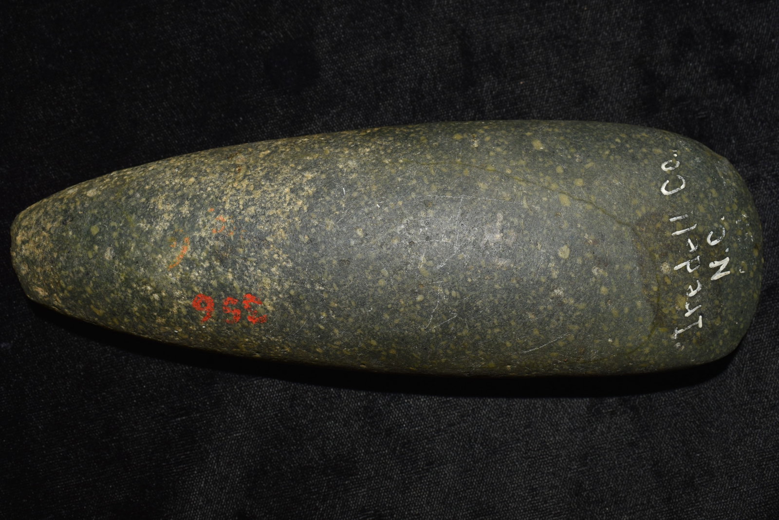 6 3/4" Speckled Granite Pole Celt found in Iredell County, NC: 6 3/4" Speckled Granite Pole Celt found in Iredell County, NC. Nicely made axe from an attractive speckled granite. Ex Dave Wally Collection. Key words: Ancient, Prehistoric Native American Indian Art